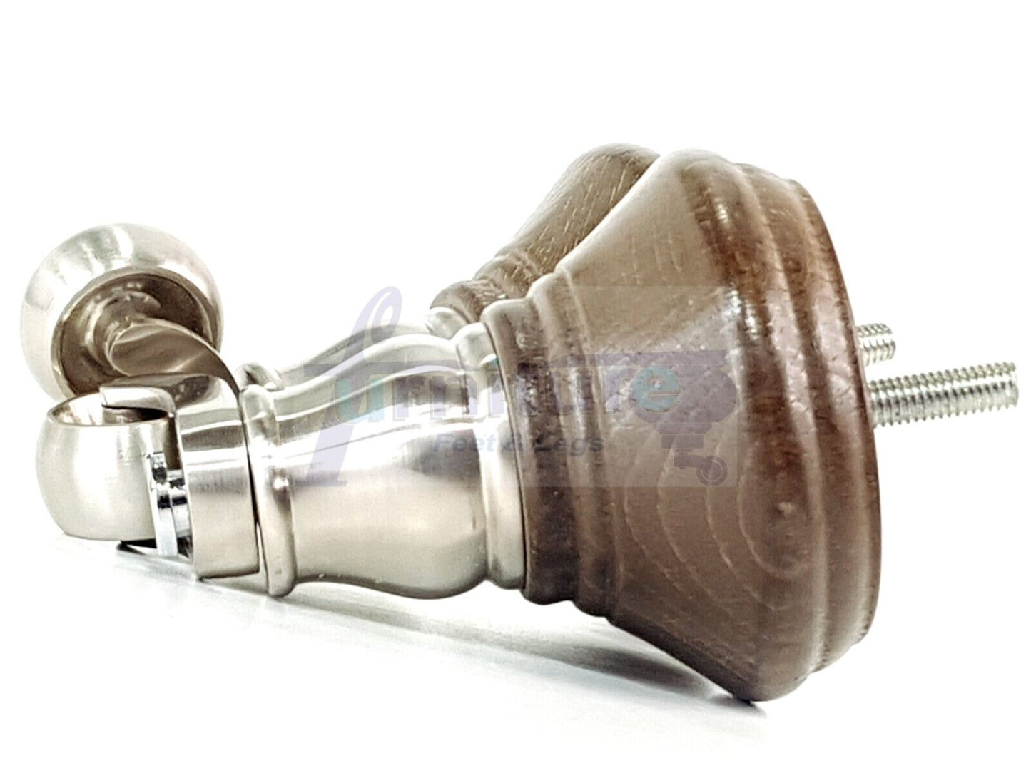 4x Antique Brown Stain Wooden Furniture Sofa Legs M8 With Castors Replacment Chair Settee Feet 115mm - 125mm High