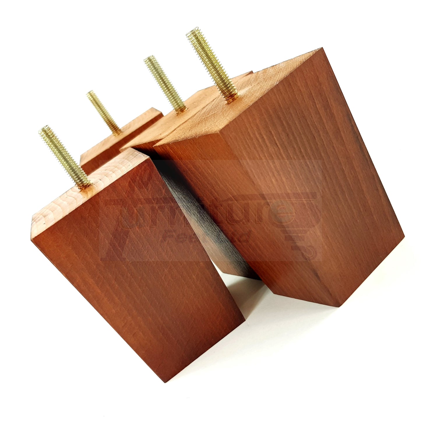 Solid Wood Furniture Feet Square Replacement Block Tapered Legs 100mm High M8 Set of 4 Sofa Chairs Stools Cabinets Beds