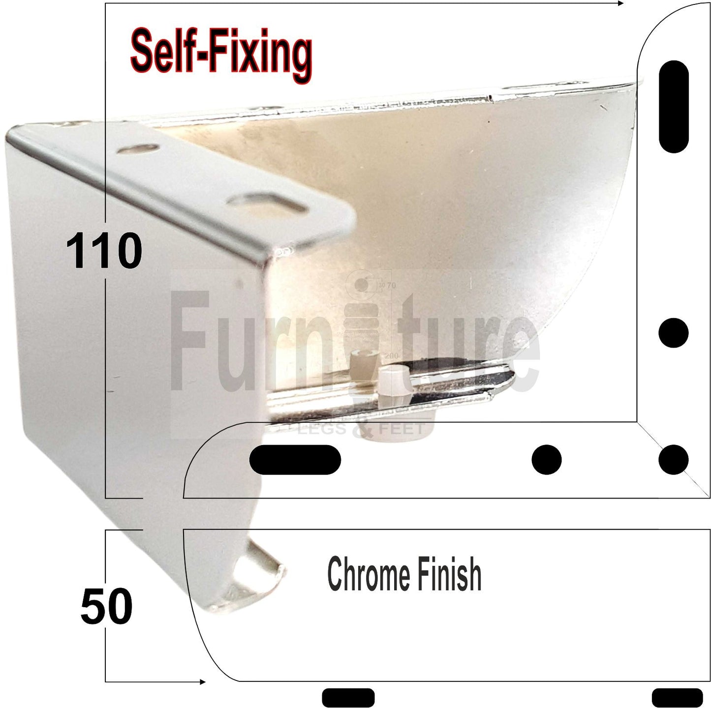 4 Chrome Furniture Legs Metal Feet 50mm High Sofa Chair Cabinets Stools Beds