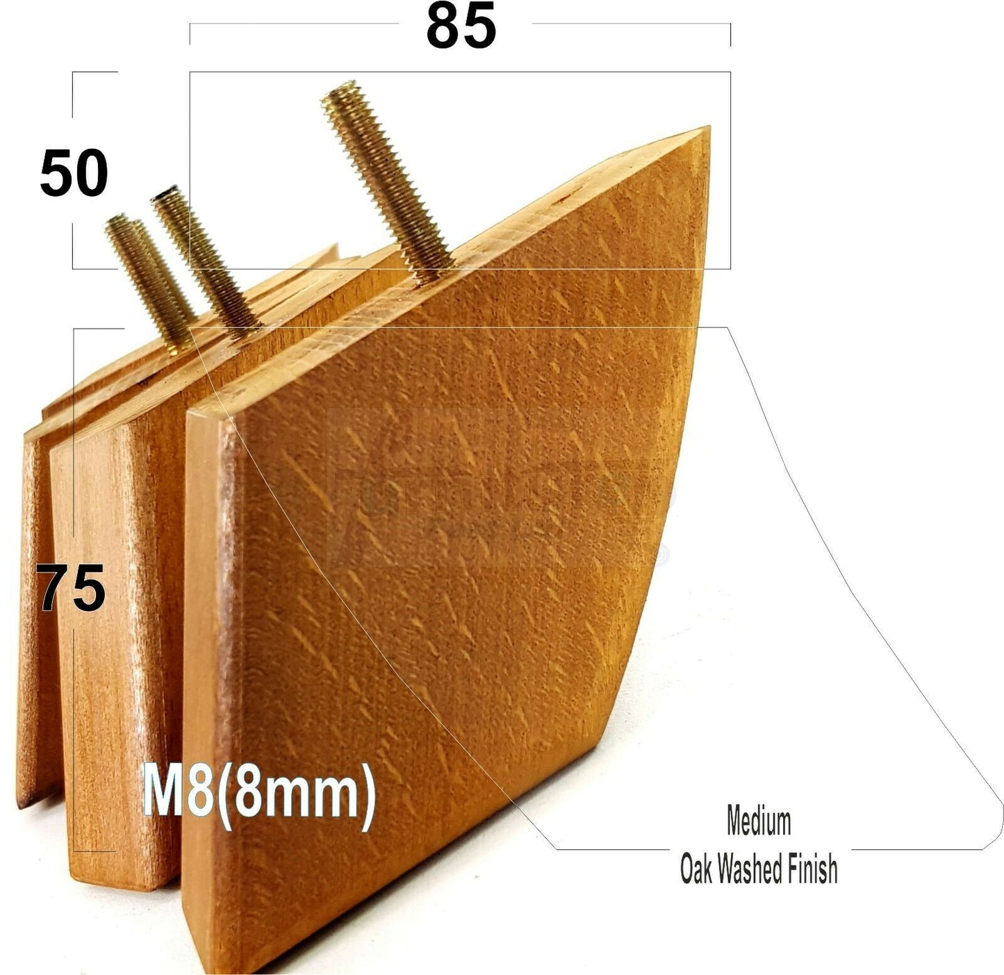 SET OF 4 WOODEN FURNITURE FEET 75mm HIGH REPLACEMENT SOFA LEGS 8mm Thread