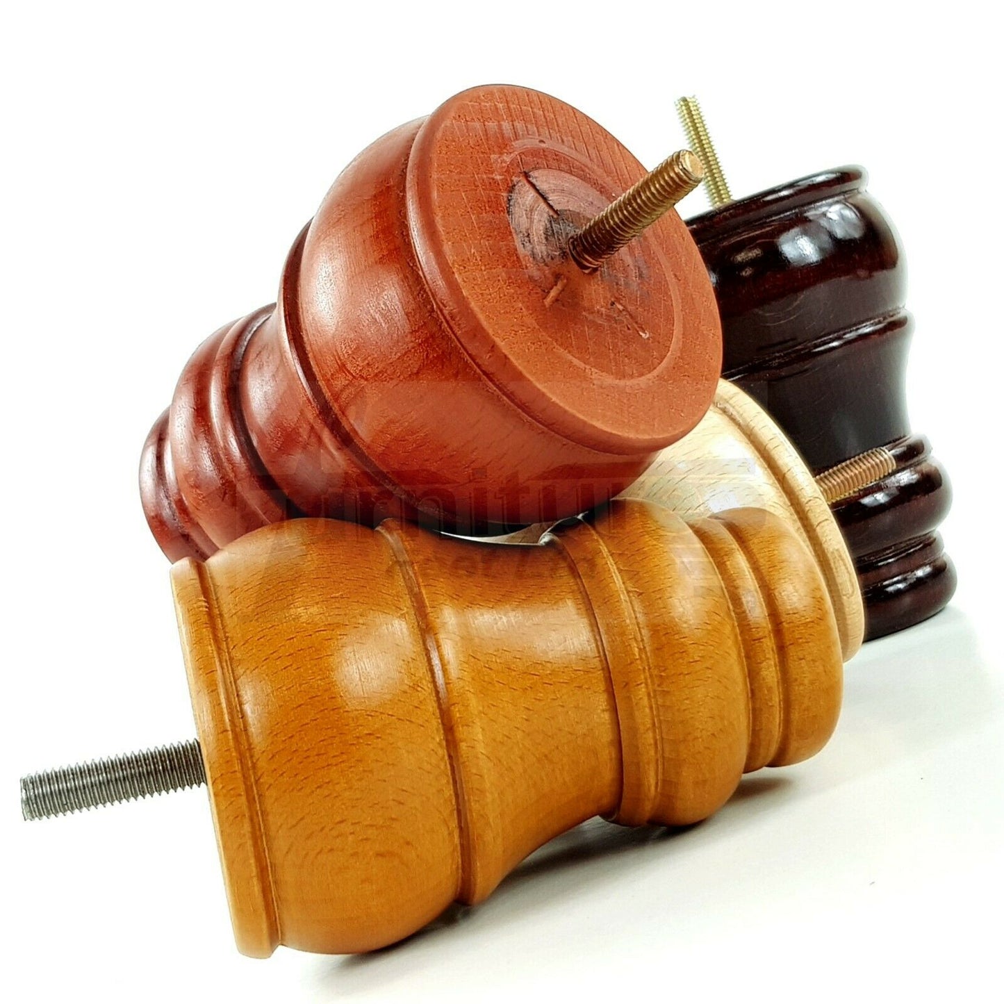 4 Turned Wood Furniture Chair Legs M8 Replacement Sofa Settee Feet 125mm High