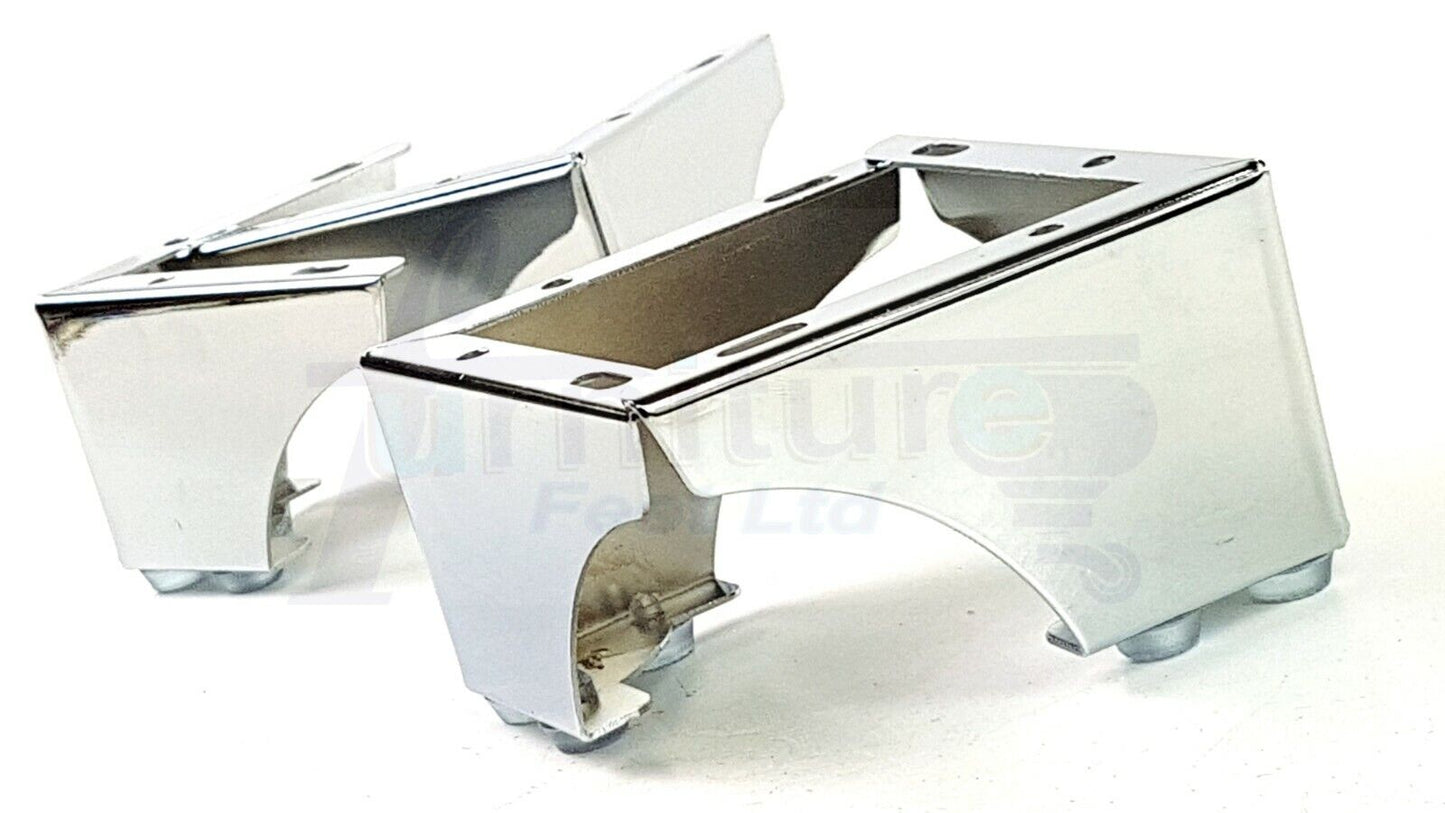 4 Metal Furniture Legs 70mm High Chrome Corner Feet Sofa Chair Beds Cabinets