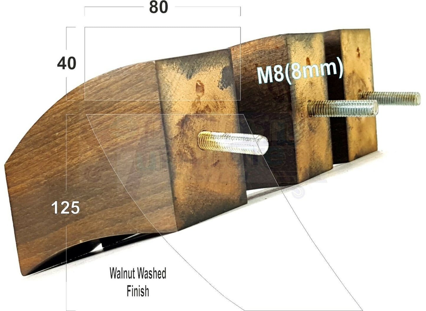 SET OF 4 WOODEN FURNITURE FEET 125mm HIGH REPLACEMENT SOFA LEGS 8mm Thread