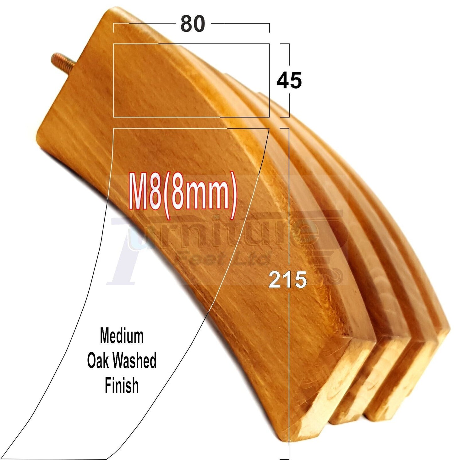 SET OF 4 WOODEN FURNITURE FEET 215mm HIGH REPLACEMENT SOFA LEGS 8mm Thread