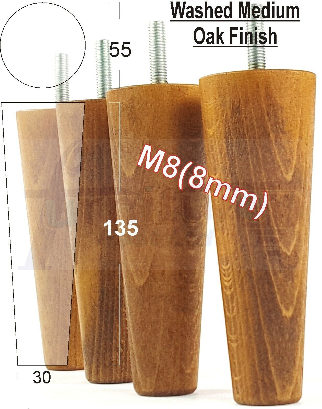 4 Solid Wood Replacement Furniture Chair Legs M8 Settee Sofa Feet 135mm High