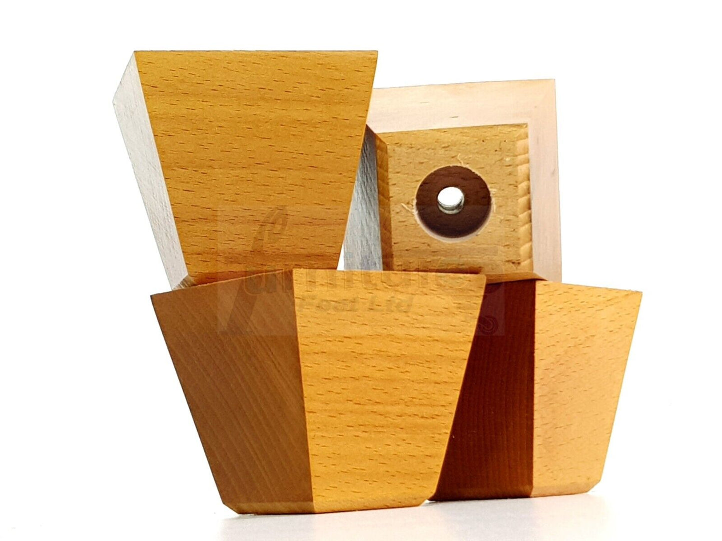 4x Solid Wood Square Block Furniture Feet Replacement Legs 100mm High
