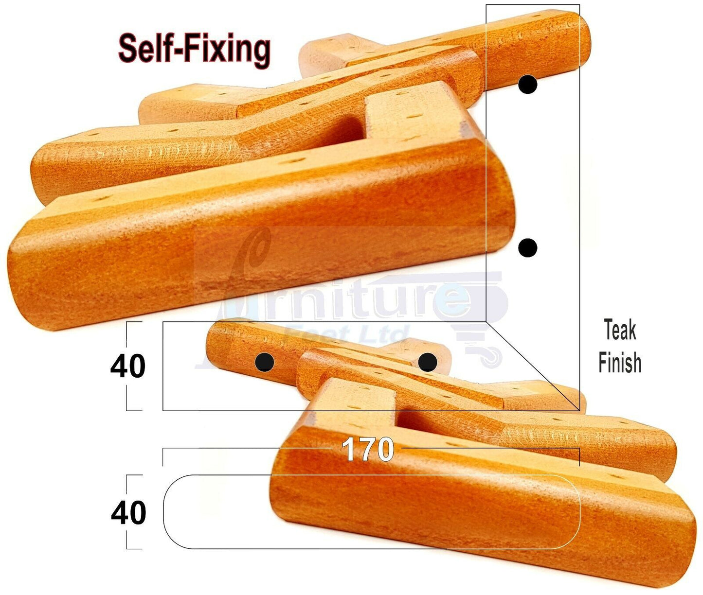 Set Of 4 Wooden Corner Furniture Feet 40mm High Replacement Sofa Chair Legs