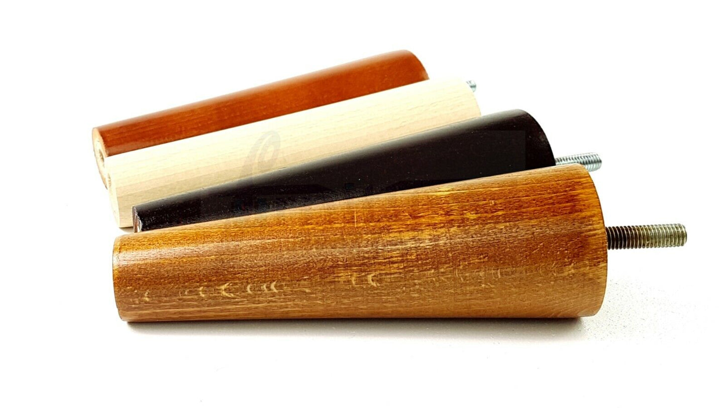4 Solid Retro Wood Replacement Turned Furniture Chair Legs M8 Settee Sofa Feet 125mm High