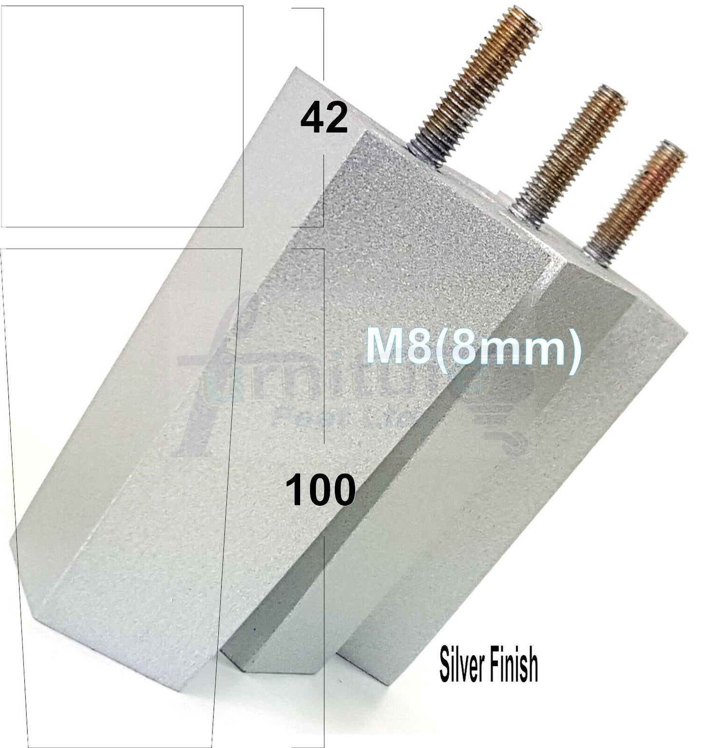 4x Solid Wood Block Furniture Legs Replacement Square Feet 100mm High M8(8mm)