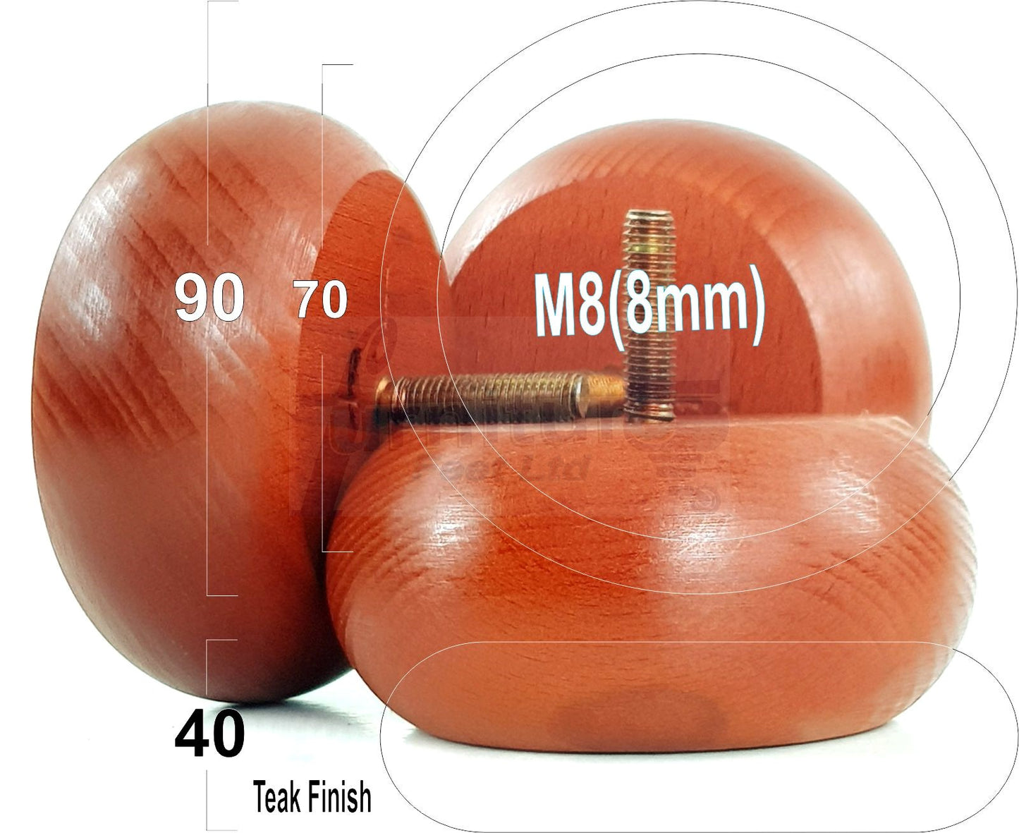 4 Solid Wood Furniture Bun Feet Replacement Legs 40mm High For Chairs Stools Sofa's Beds Settee and Cabinets M8 Multiple Colours