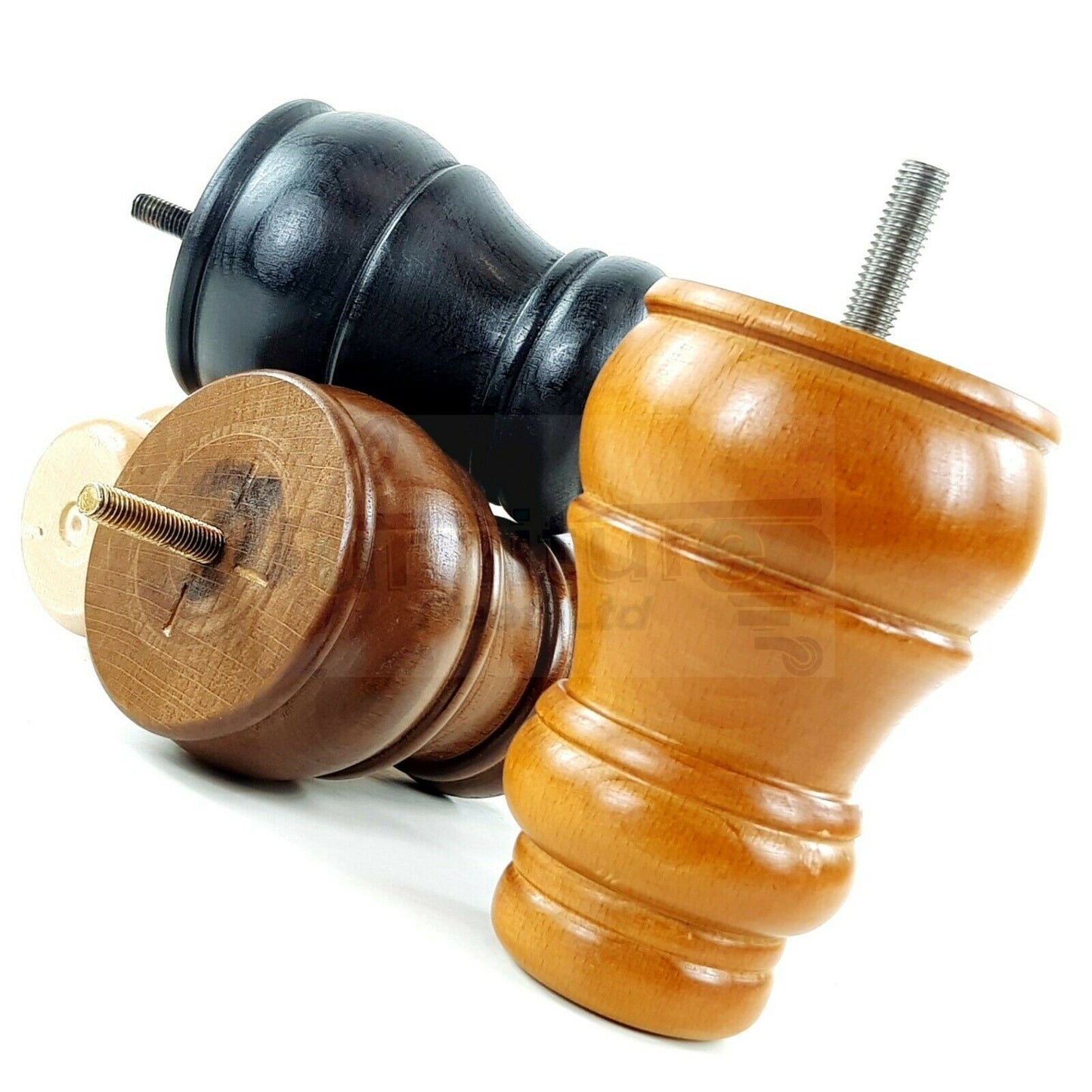 4 Turned Wood Furniture Chair Legs M8 Replacement Sofa Settee Feet 125mm High
