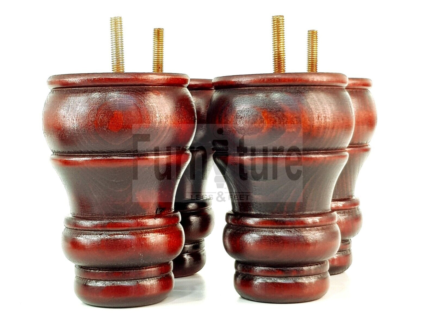 4 Turned Wood Furniture Chair Legs M8 Replacement Sofa Settee Feet 125mm High
