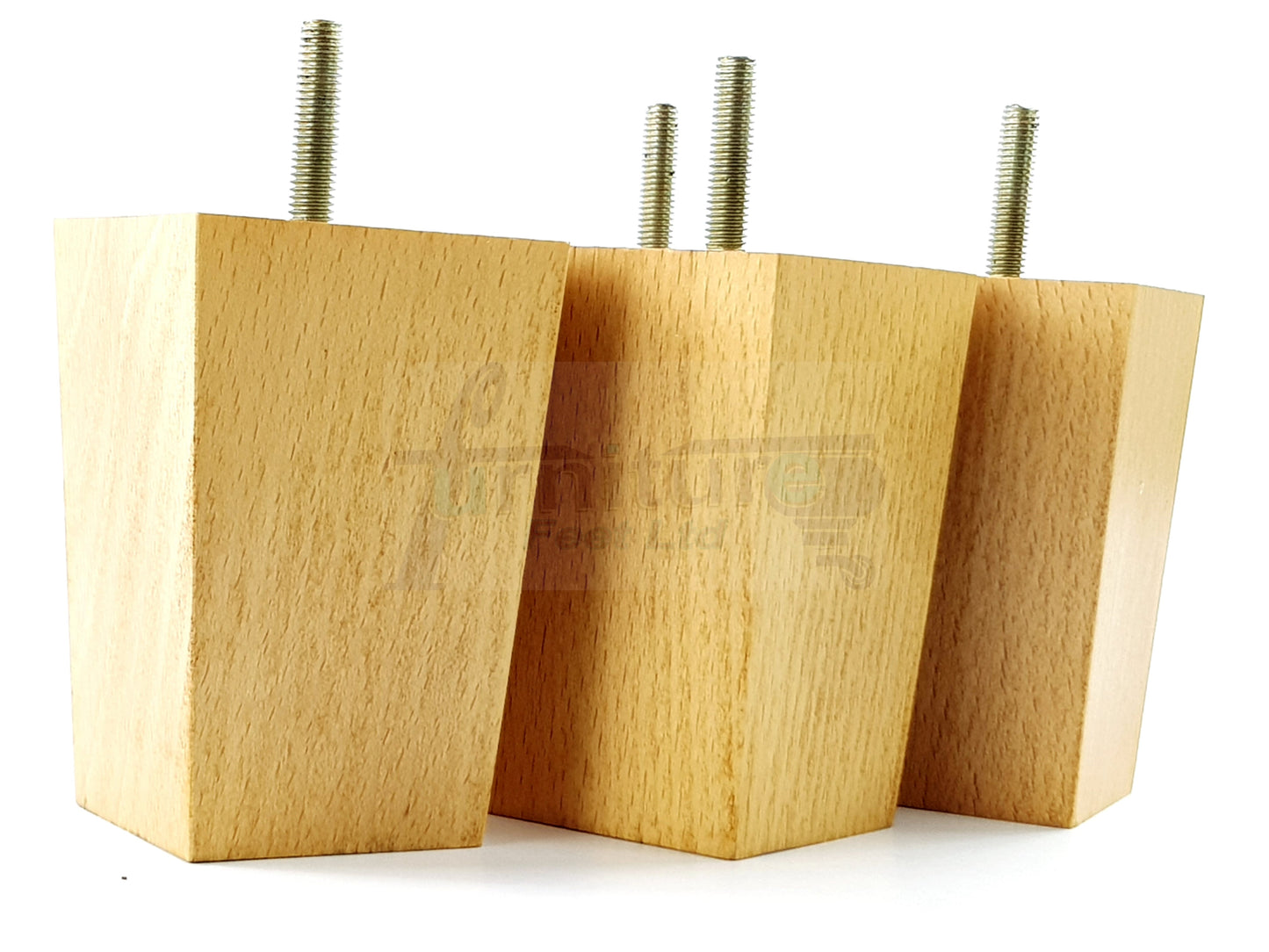 Solid Wood Furniture Feet Square Replacement Block Tapered Legs 100mm High M8 Set of 4 Sofa Chairs Stools Cabinets Beds