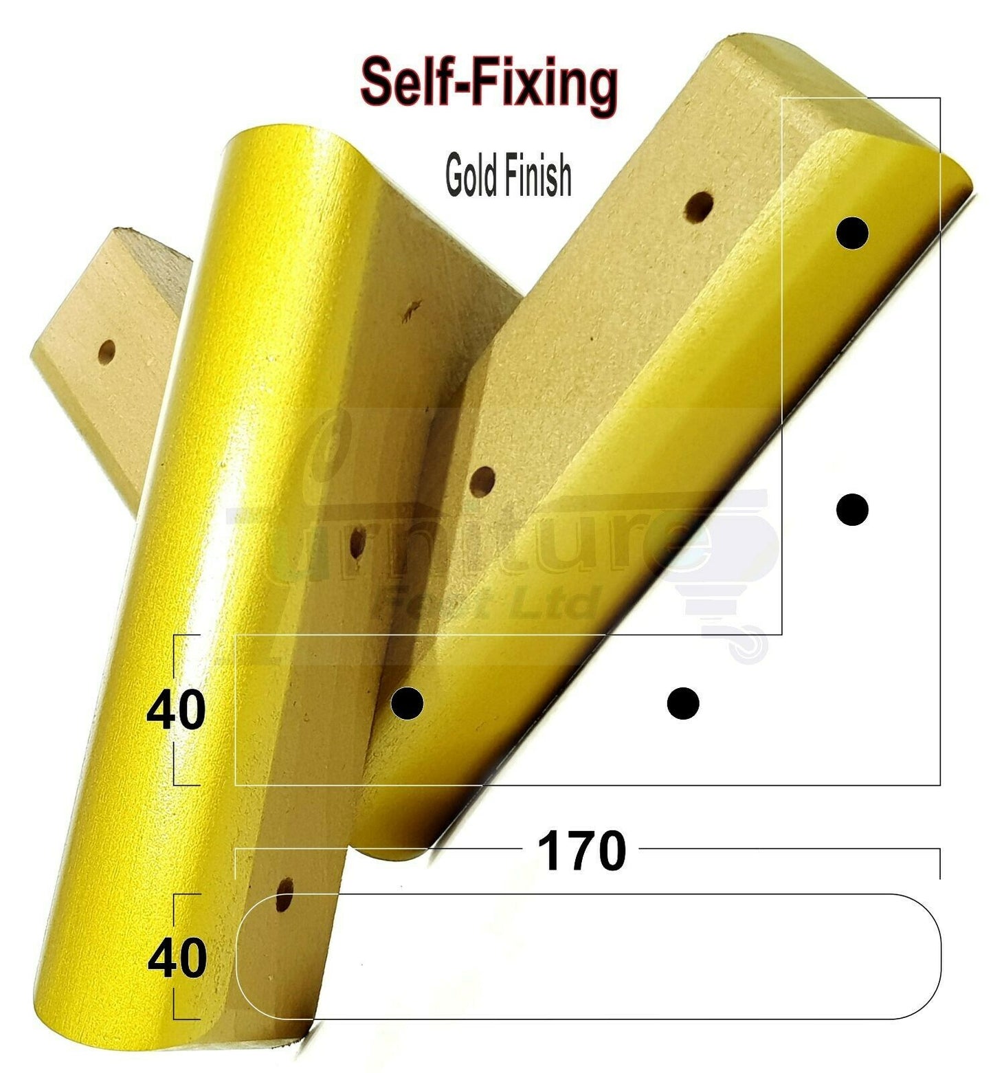 Set Of 4 Wooden Corner Furniture Feet 40mm High Replacement Sofa Chair Legs