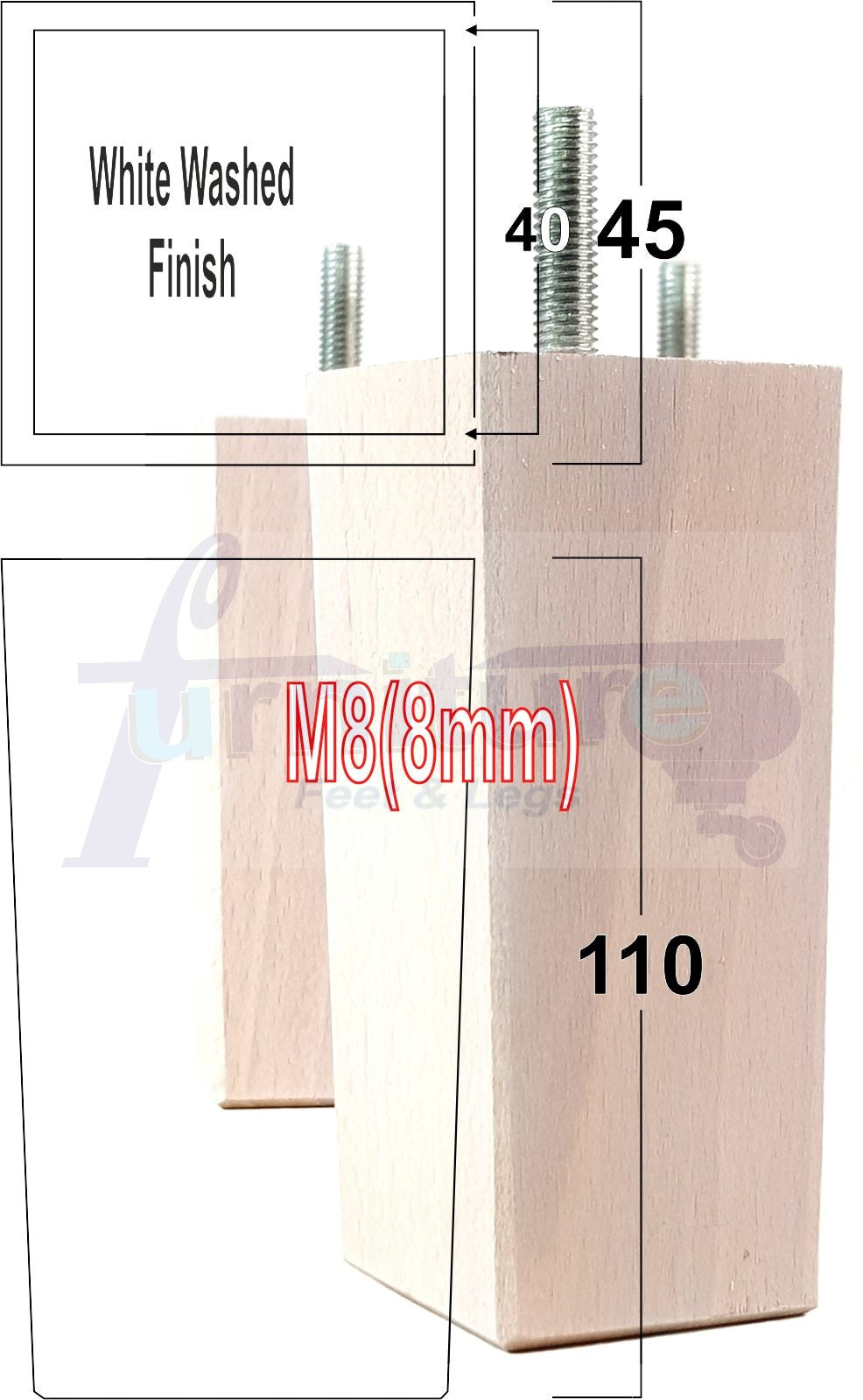 4 Wood Furniture Feet Replacement Legs 110mm High Chairs Stools Sofa Bed Settee & Cabinets M8
