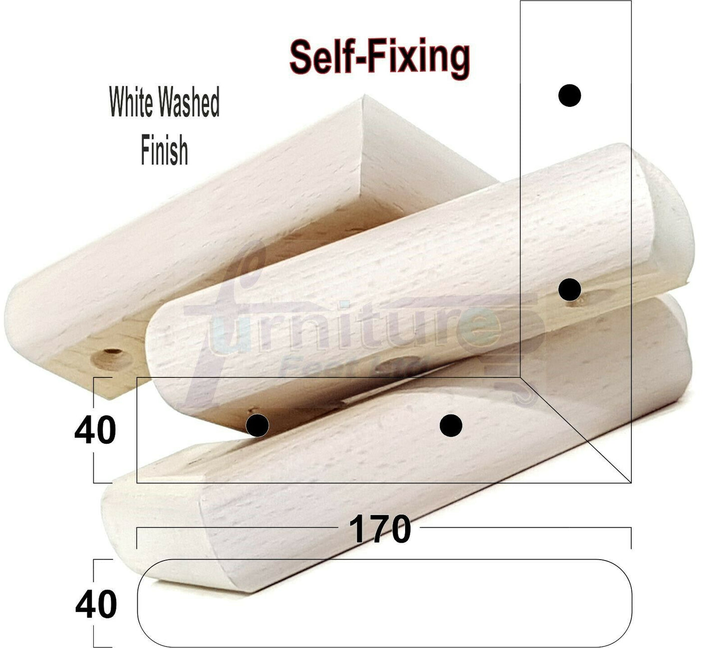 Set Of 4 Wooden Corner Furniture Feet 40mm High Replacement Sofa Chair Legs
