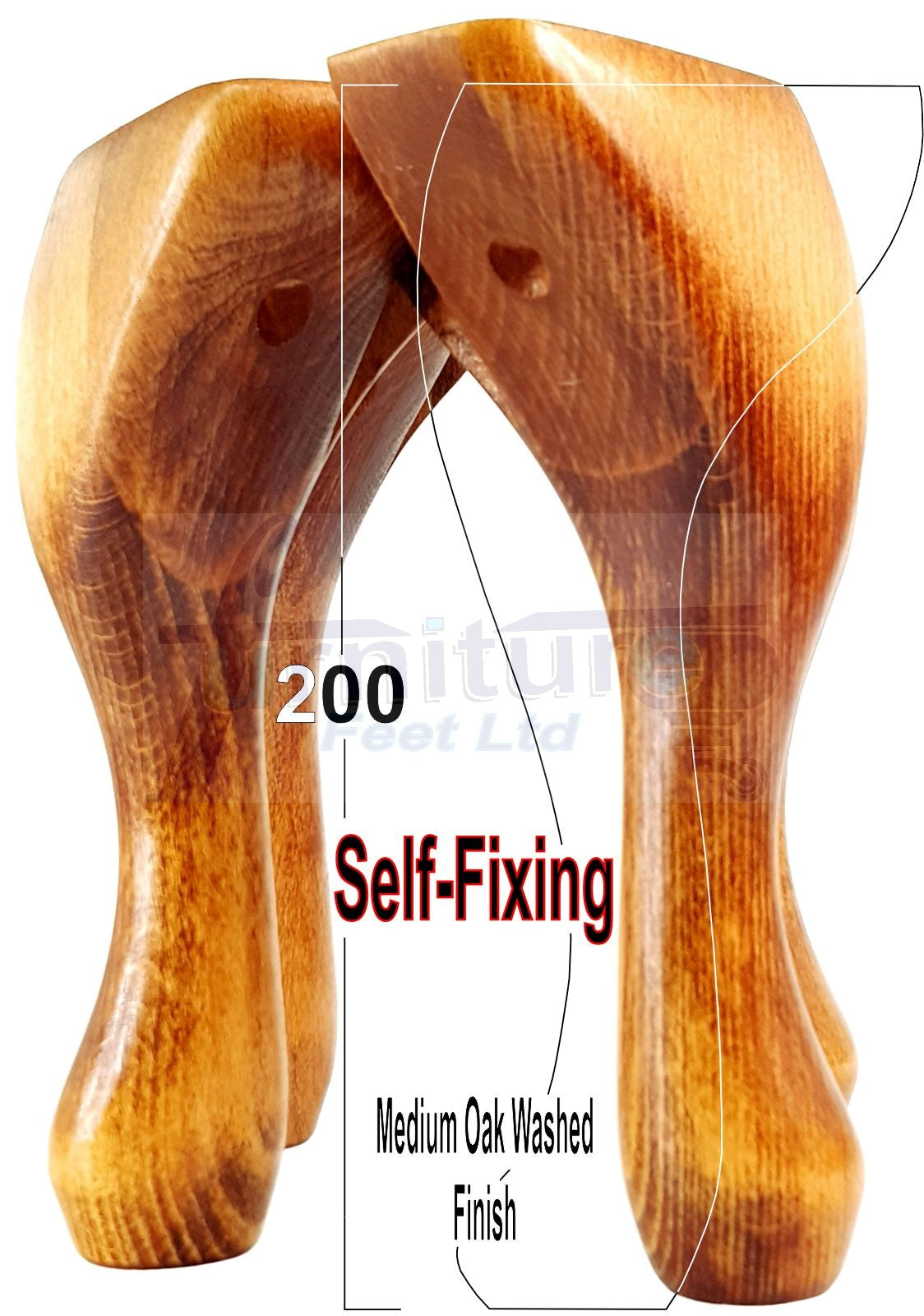 4 Wooden Traditional Queen Anne Furniture Legs 200mm Sofa Chair Beds (Self-Fix)