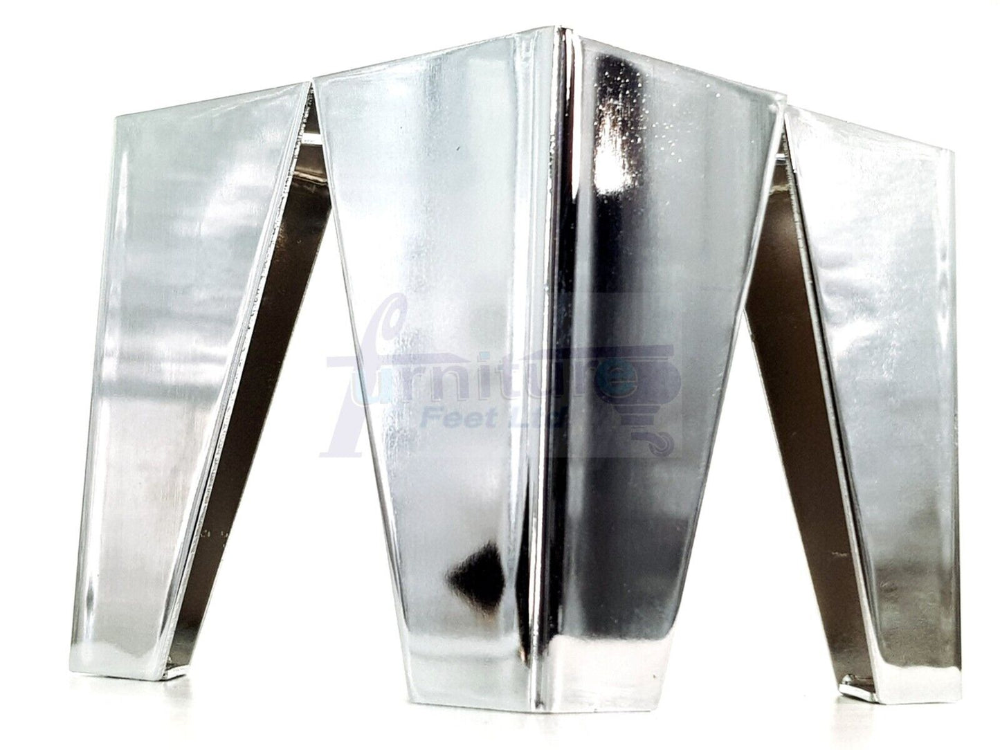 4 Silver Chrome Metal Legs 125mm High Replacement Feet Cabinet Sofa Chair Stool