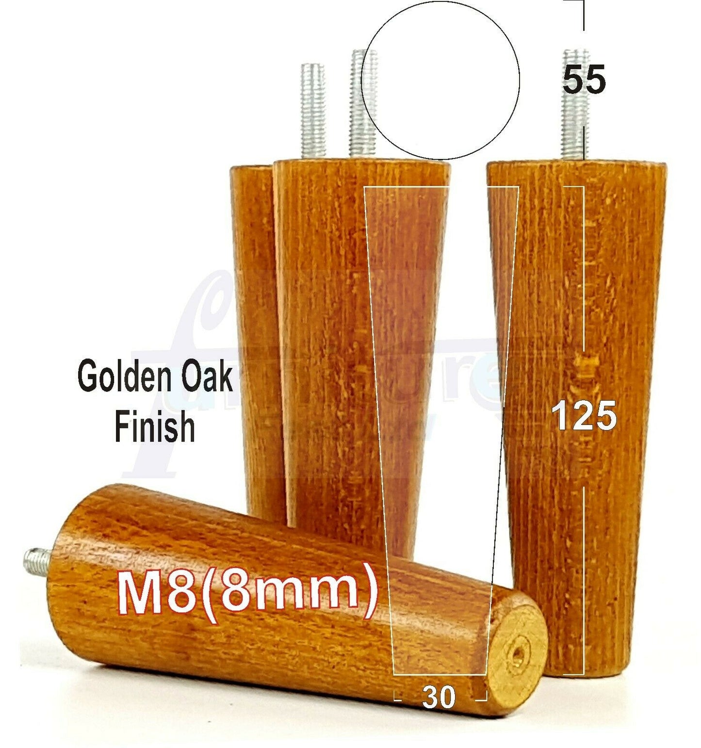 4 Solid Retro Wood Replacement Turned Furniture Chair Legs M8 Settee Sofa Feet 125mm High