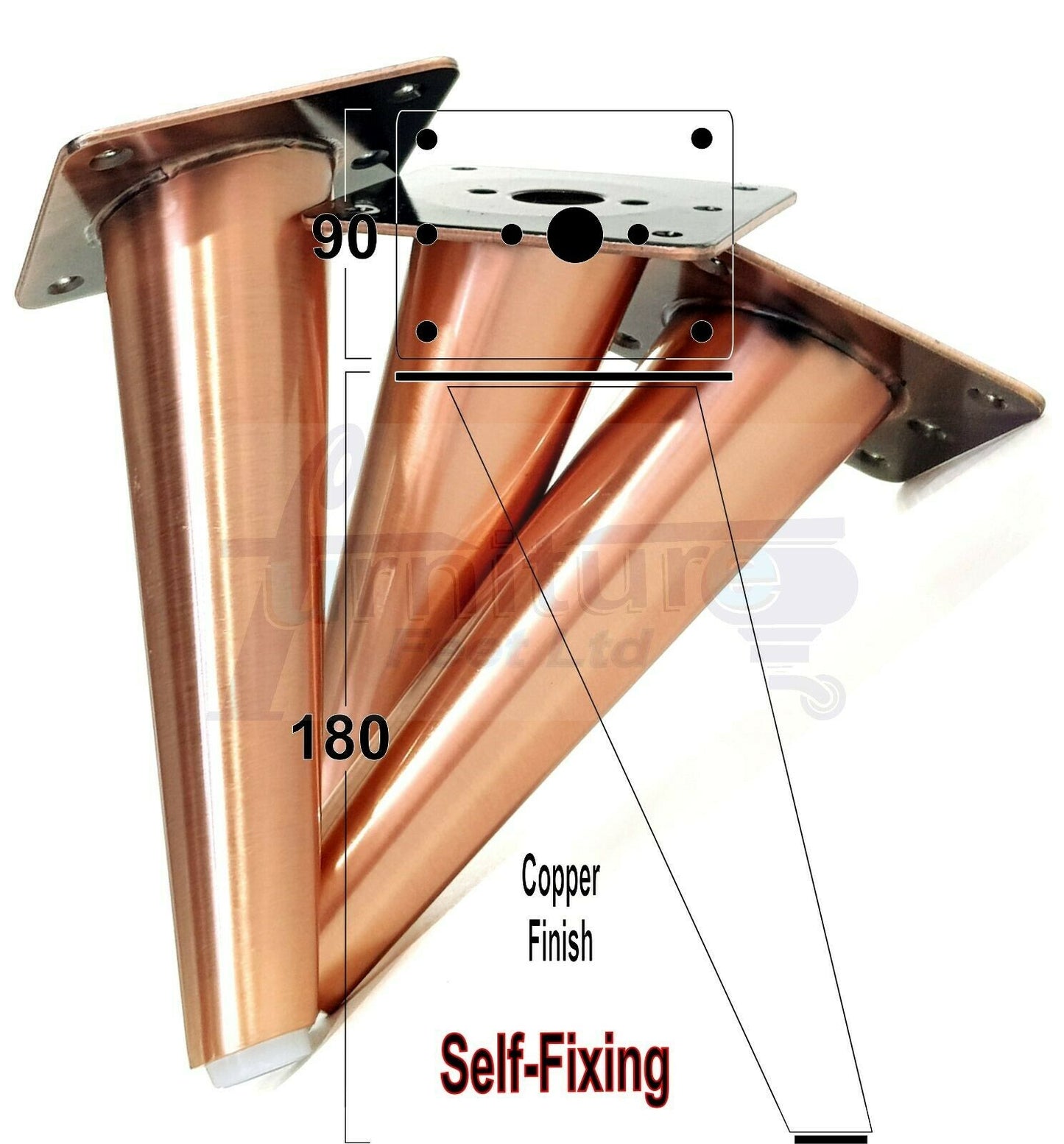 4 Chrome Metal Furniture Legs 180mm High Angled Feet Sofa Chair Cabinets Beds