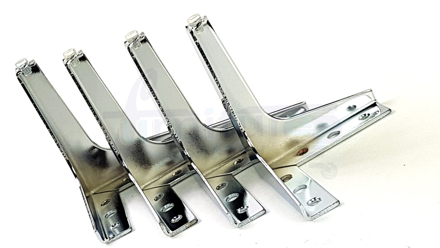 4x Metal Feet Silver Chrome Finished Furniture Metal Legs 150mm High For Sofa Chairs Stools Beds Cabinets Corner Furniture Leg Self Fixing