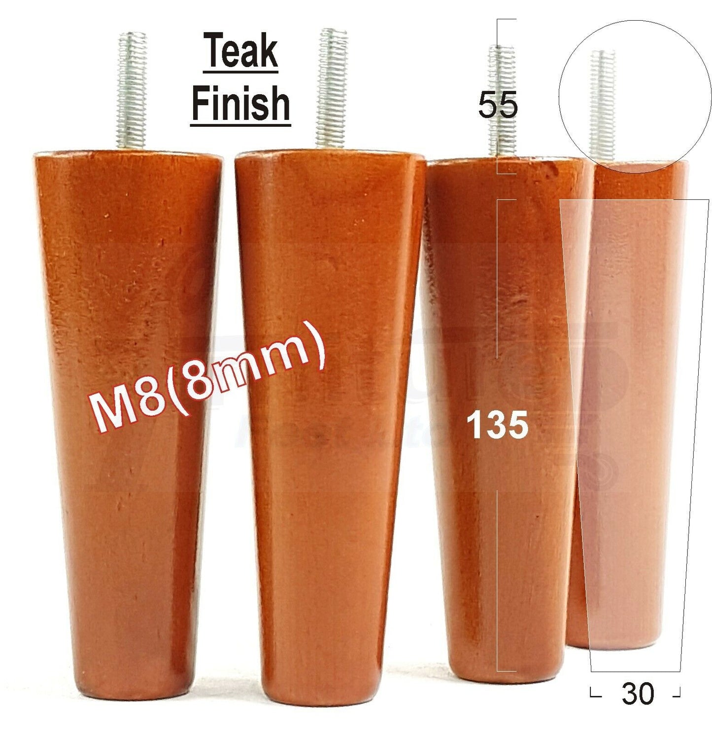 4 Solid Wood Replacement Furniture Chair Legs M8 Settee Sofa Feet 135mm High