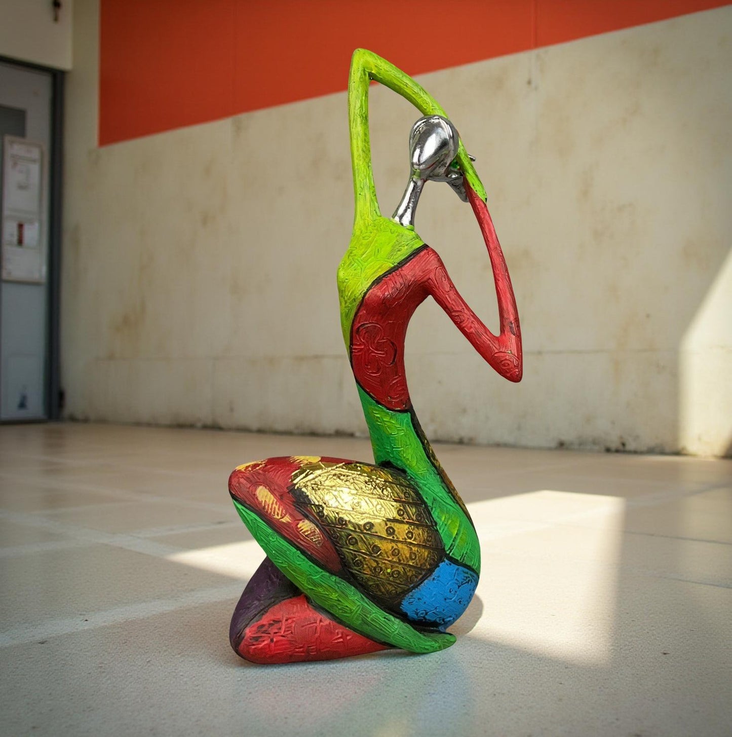 Unique Colourful Woman in A Yoga Stretch Abstract Art Figure