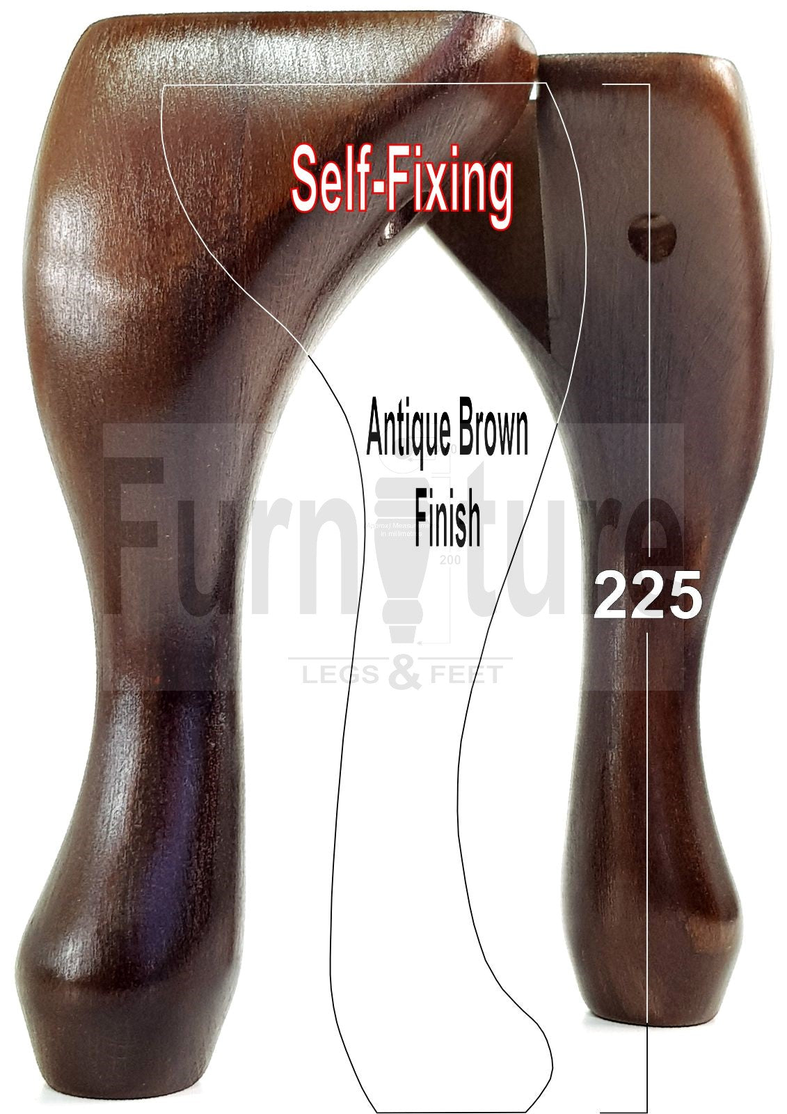 4 Wooden Traditional Queen Anne Furniture Legs 225mm Sofa Chair Beds (Self-Fix)