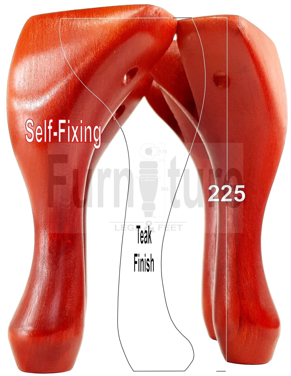 4 Wooden Traditional Queen Anne Furniture Legs 225mm Sofa Chair Beds (Self-Fix)
