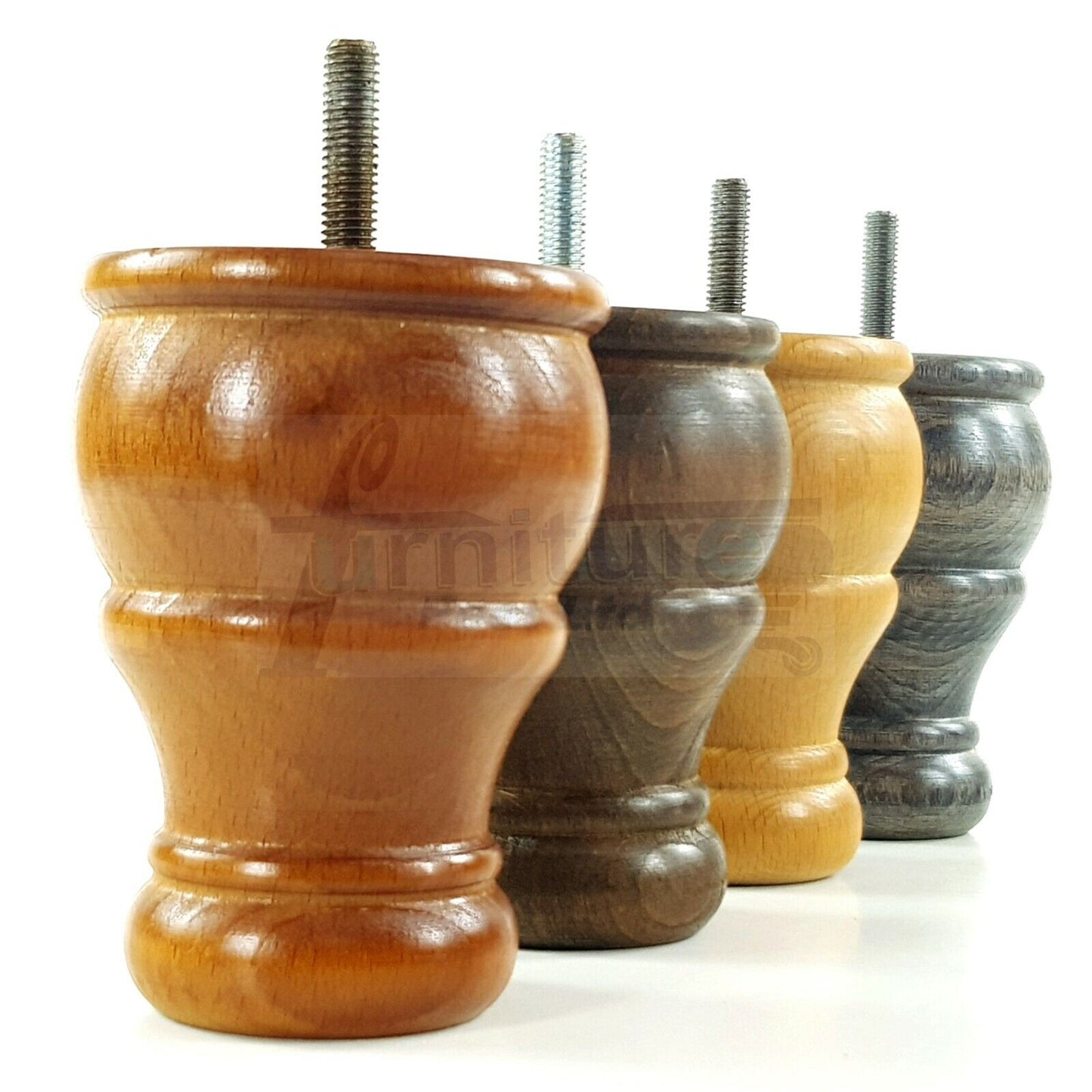 4 Turned Wood Furniture Chair Legs M8 Replacement Sofa Settee Chair Bed Feet 100mm High