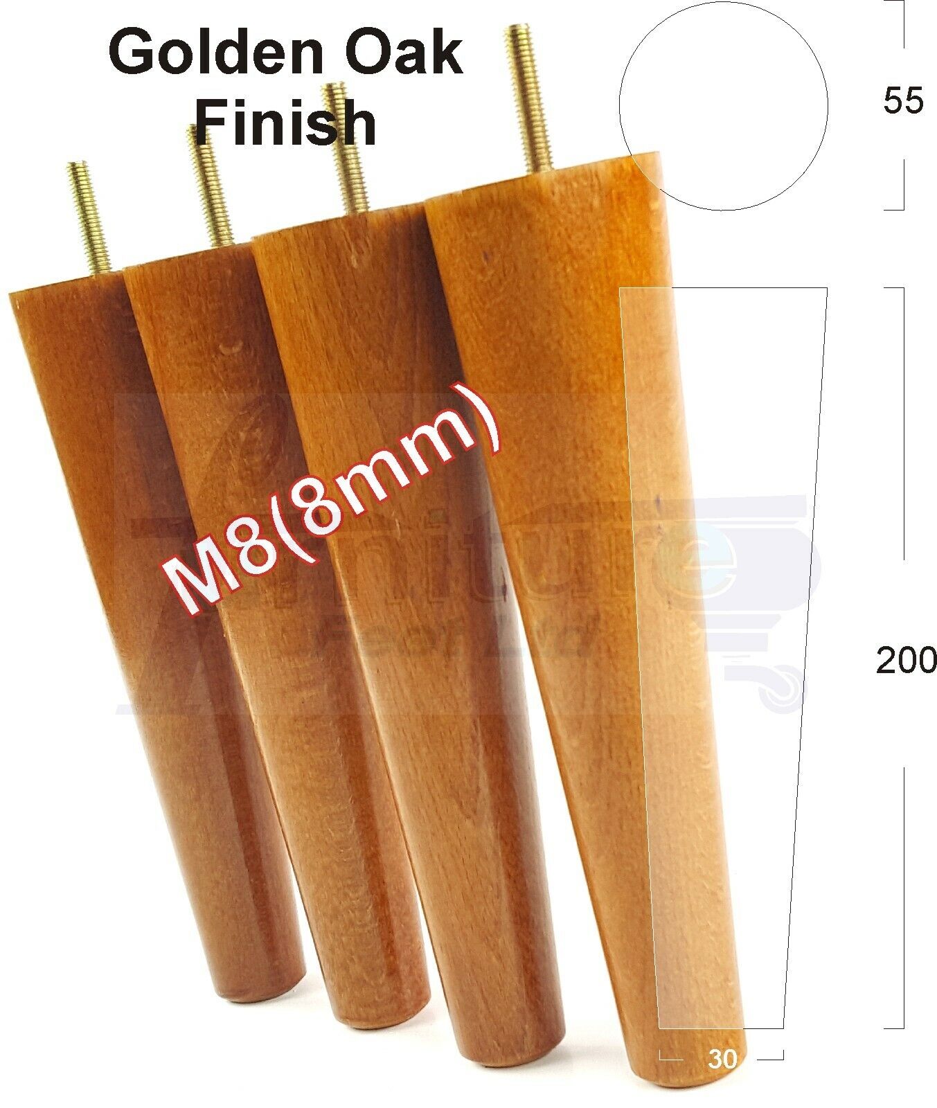 4 Retro Turned Wood Replacement Furniture Chair Legs M8 Footstool Settee Sofa Feet 200mm High