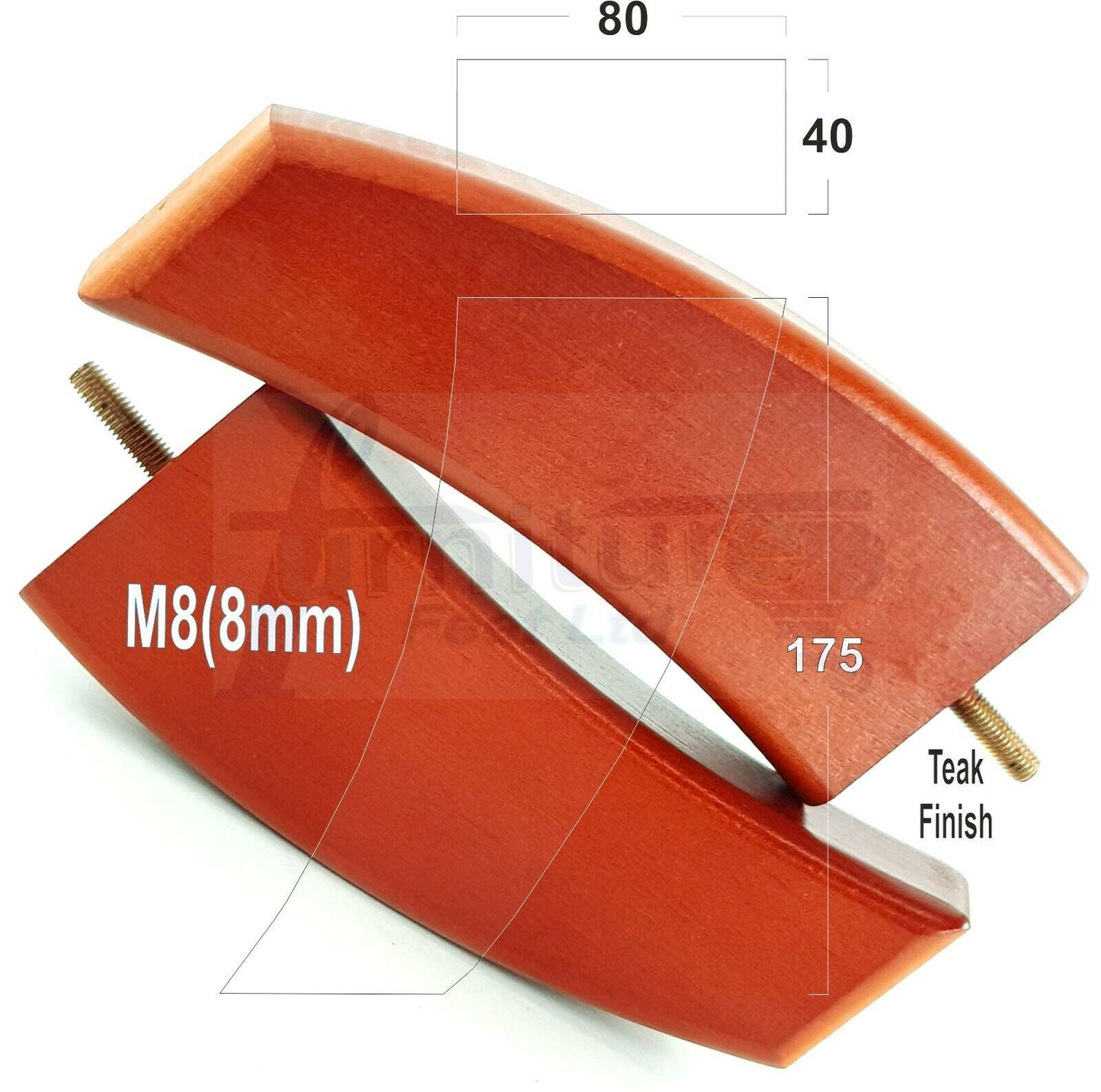 SET OF 4 WOODEN FURNITURE FEET 175mm HIGH REPLACEMENT SOFA LEGS 8mm Thread