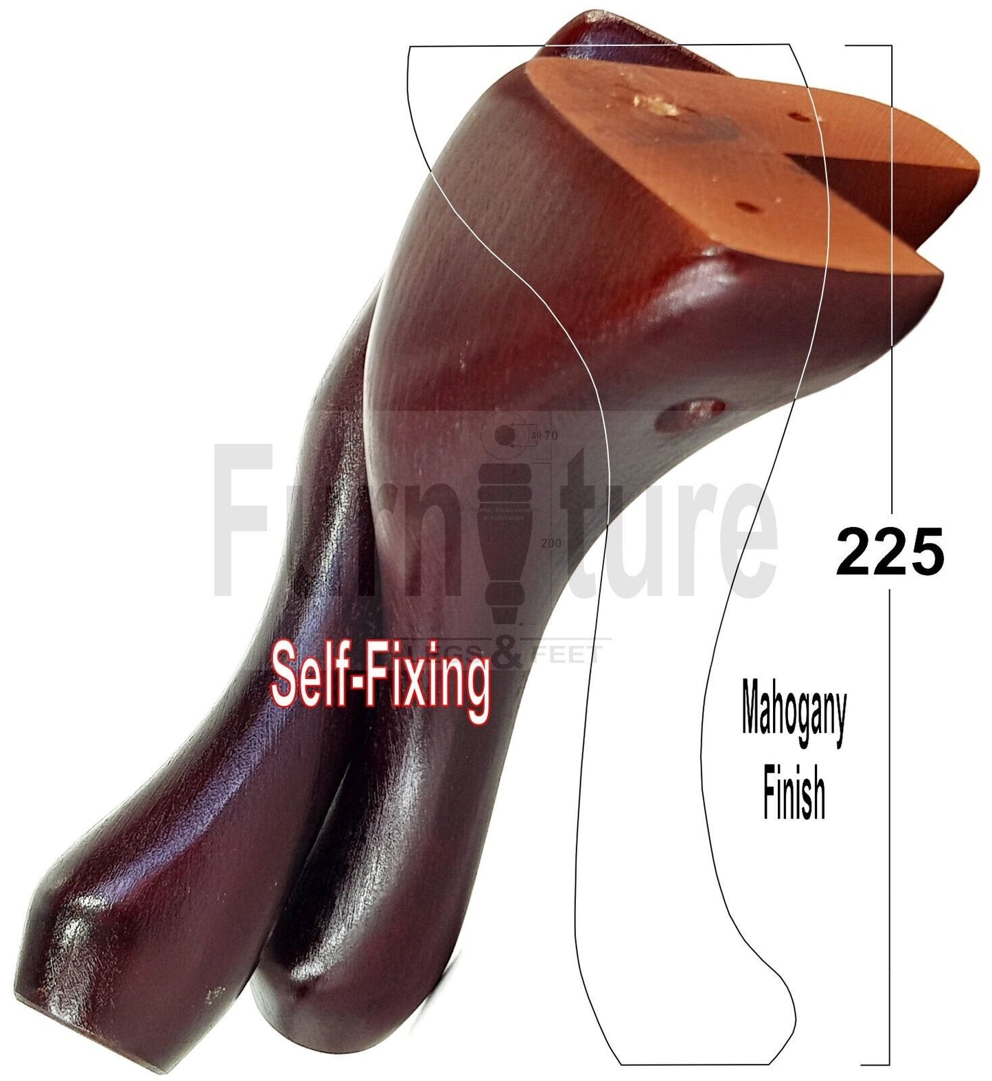 4 Wooden Traditional Queen Anne Furniture Legs 225mm Sofa Chair Beds (Self-Fix)