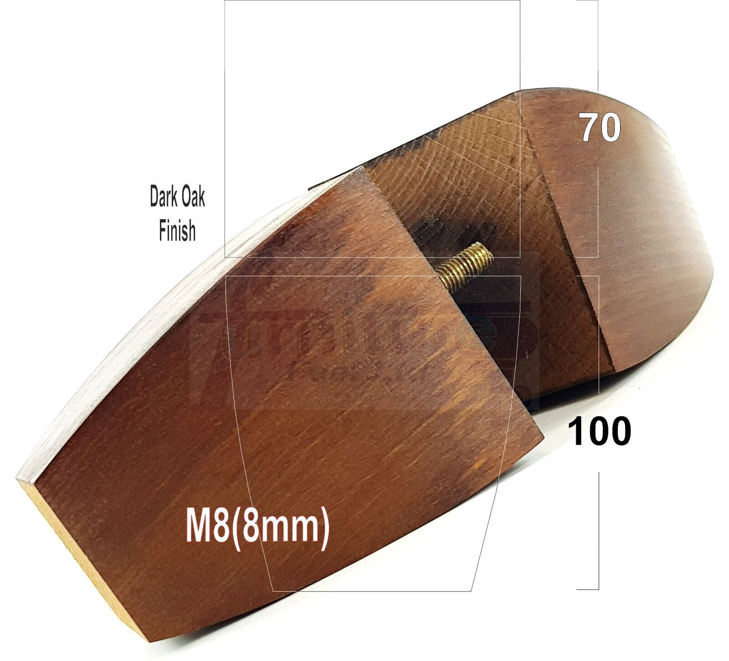 Set Of 4 Solid Wood Square Block Furniture Feet Replacement Legs 100mm High M8(8mm)