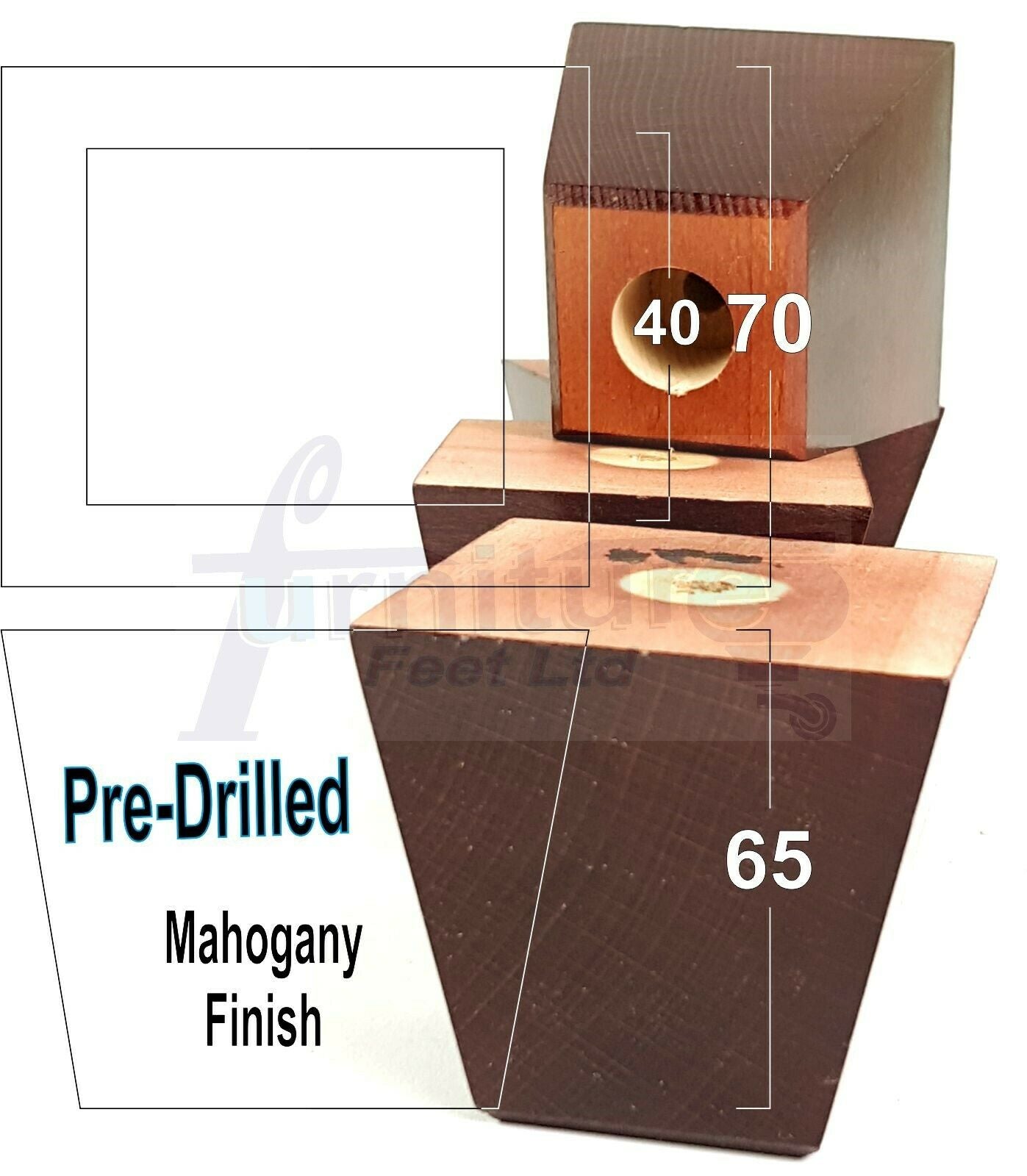 4x Solid Wood Square Block Furniture Feet Replacement Legs 100mm High