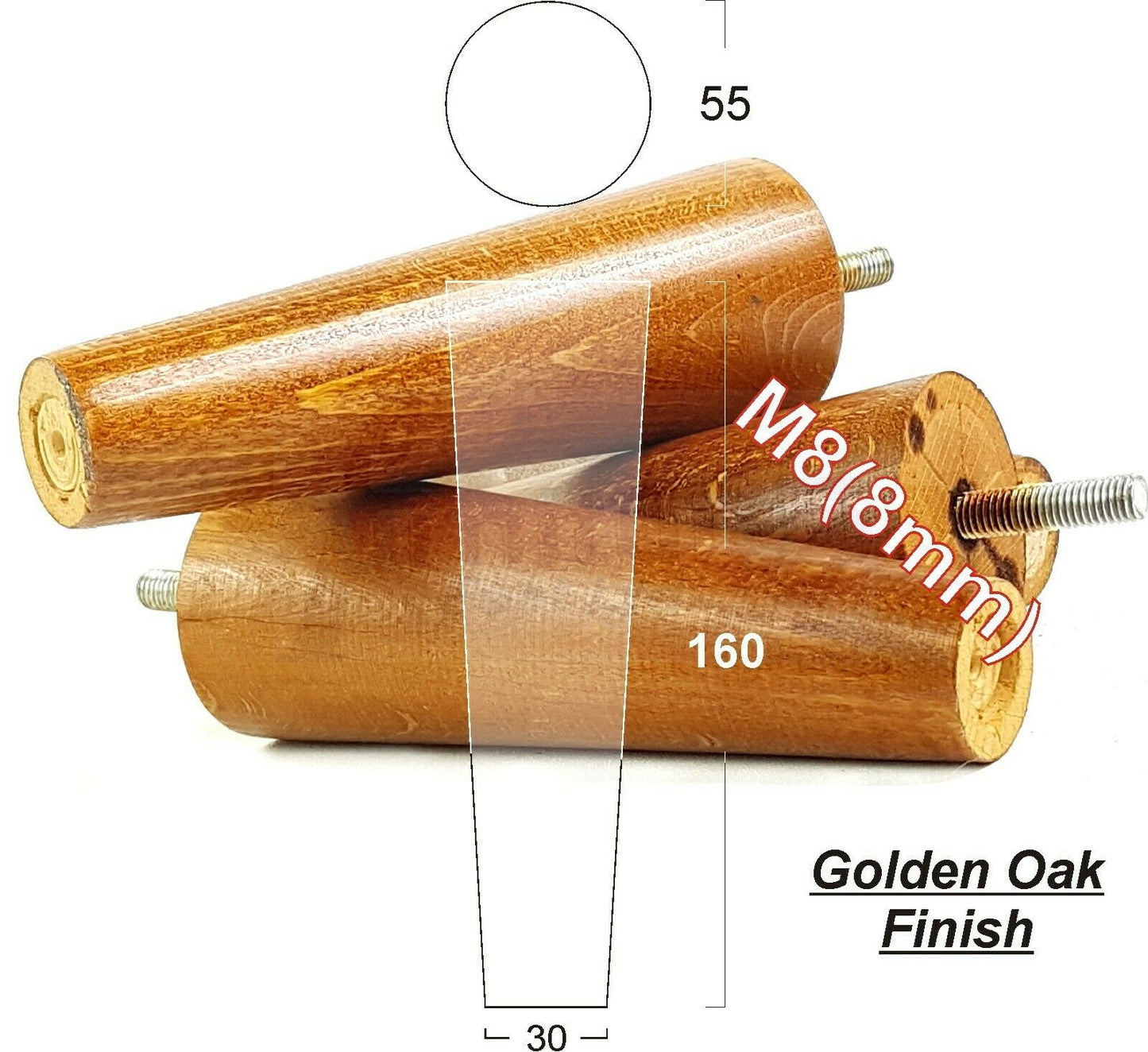 4 Solid Wood Replacement Furniture Chair Legs M8 Settee Sofa Feet 160mm High