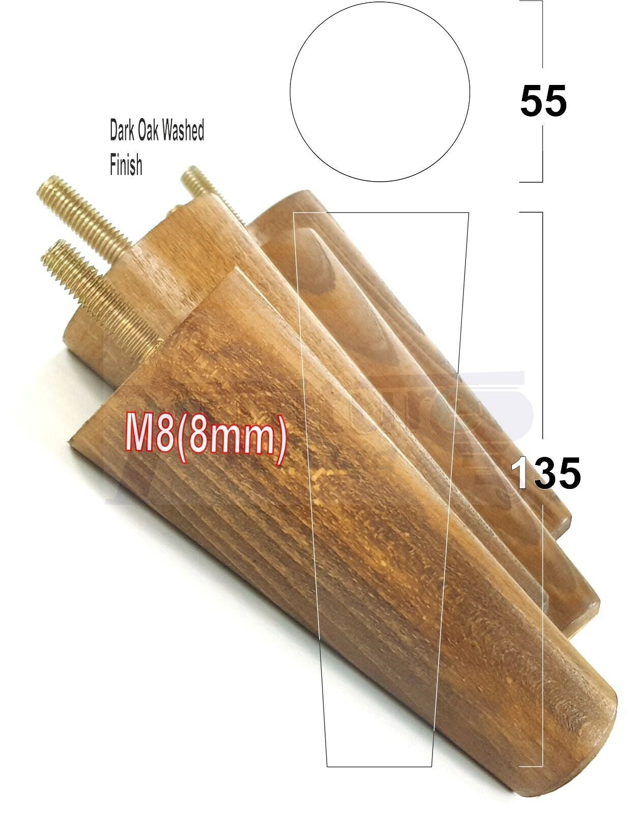 4 Solid Wood Replacement Furniture Chair Legs M8 Settee Sofa Feet 135mm High