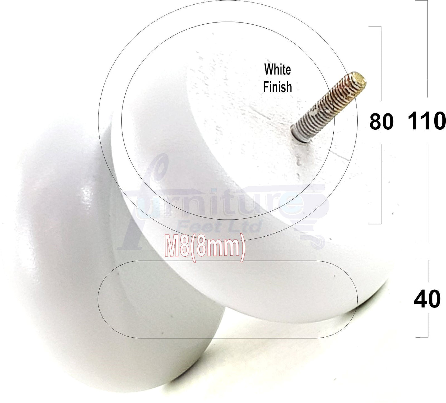 Set Of 4 Turned Wood Furniture Legs Chair Sofa Bed Replacement Bun Feet 40mm High