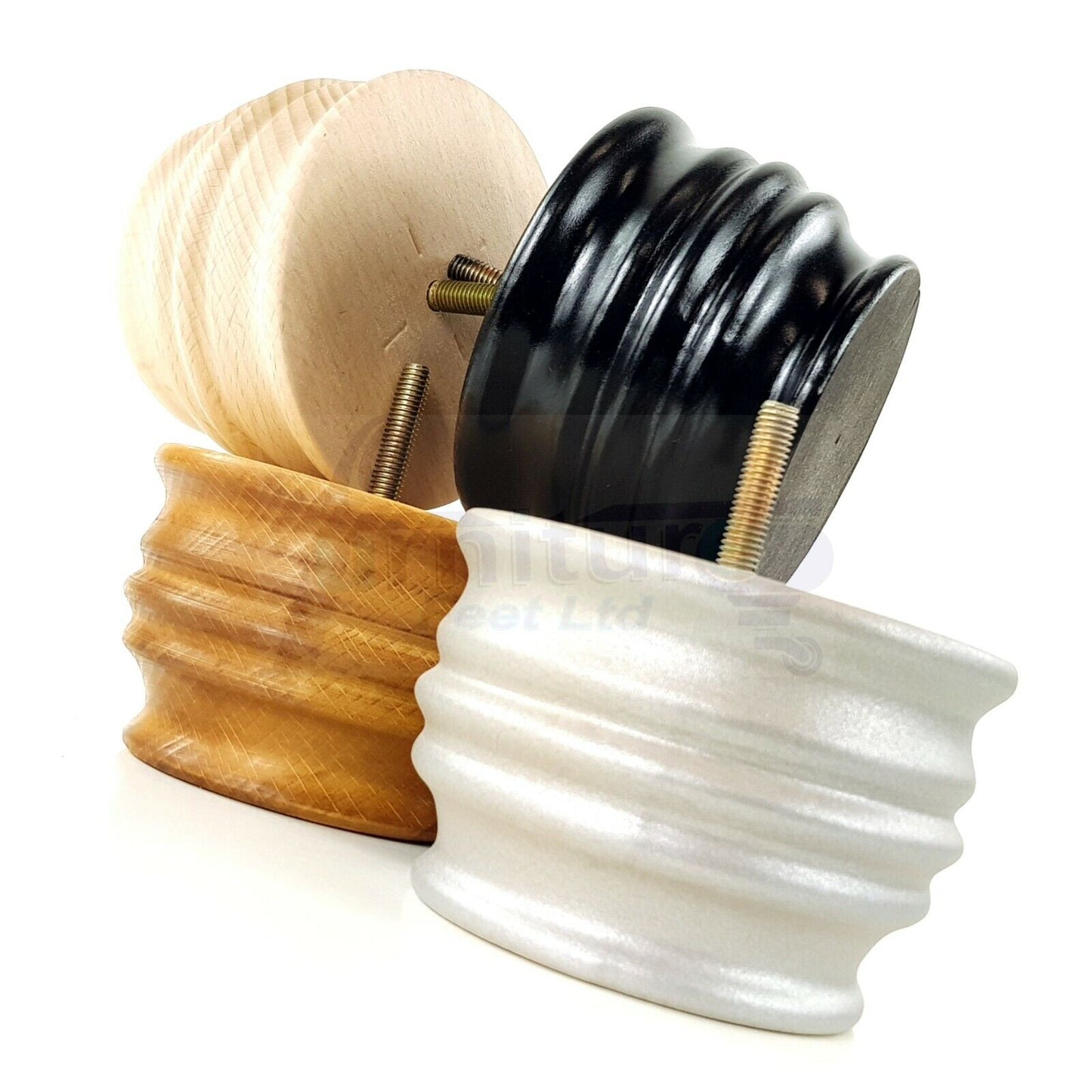 4x Replacement Turned Solid Wooden Furniture Legs 65mm High 8mm Thread Fixing