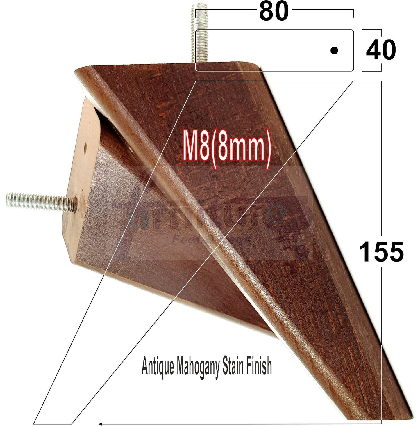 4 Replacement Tapered Feet 150mm High Wood Angled Furniture Legs 6 Inches Tall Chairs Stools Sofa's Beds Settee Cabinets M8