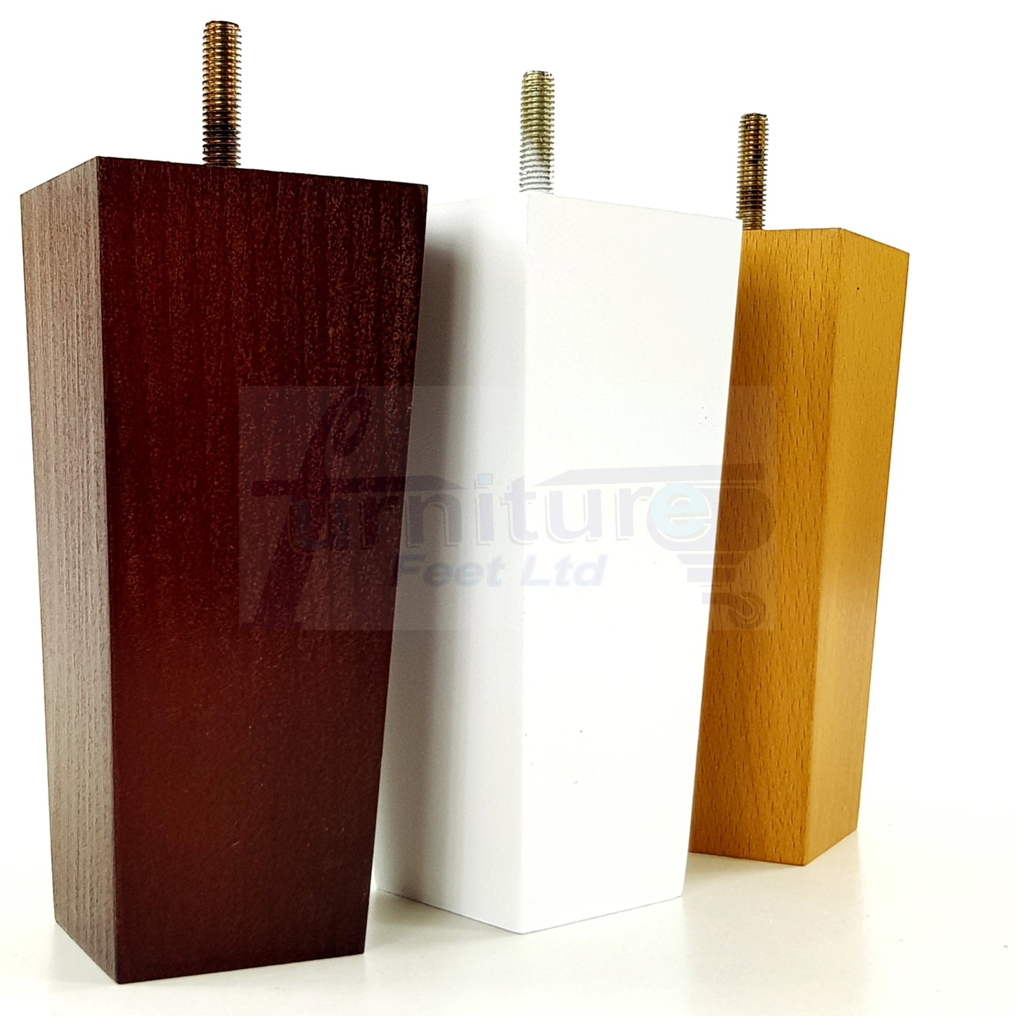 4 Solid Wood Furniture Feet Square Replacement Block Tapered Legs 150mm High M8 Sofa Chairs Stools Cabinets Beds