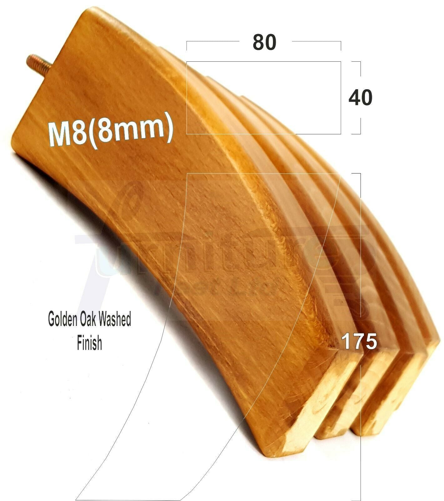 SET OF 4 WOODEN FURNITURE FEET 175mm HIGH REPLACEMENT SOFA LEGS 8mm Thread