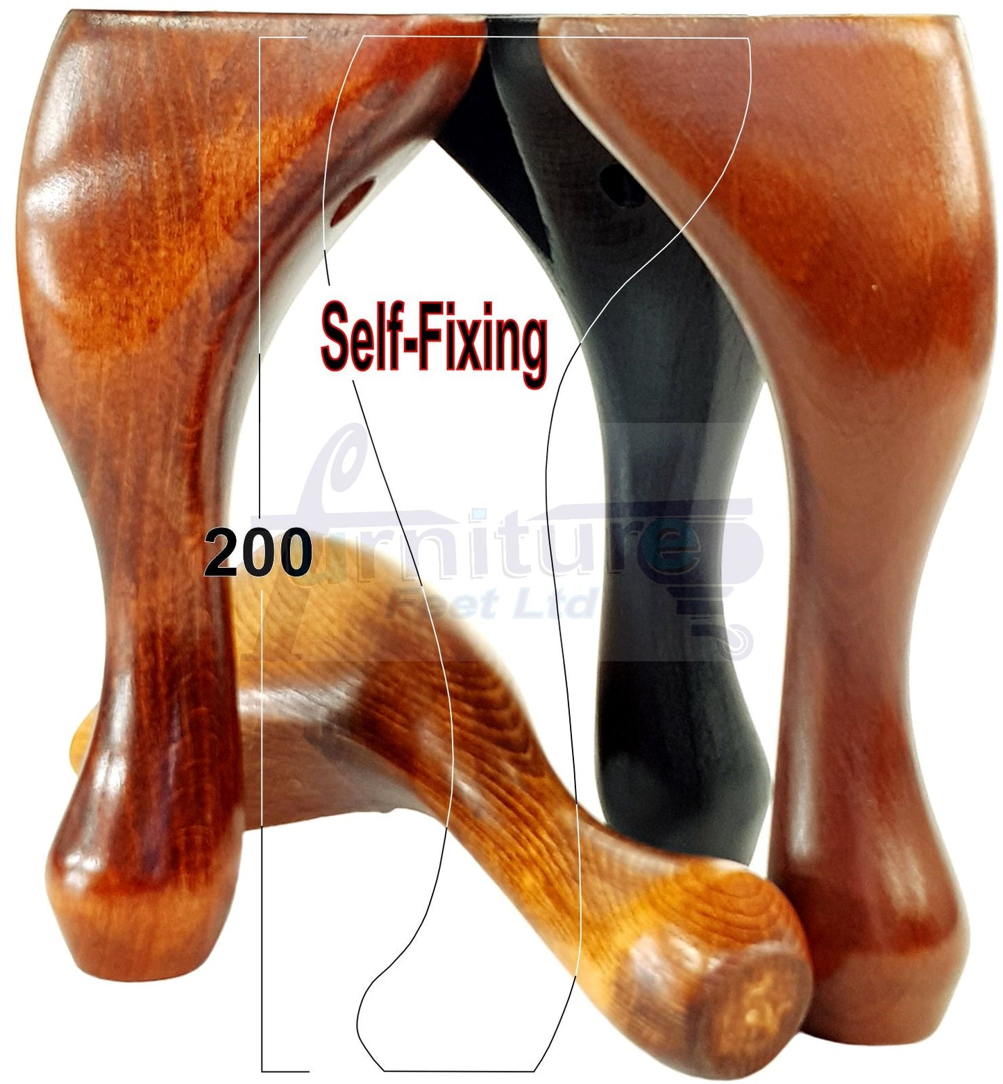 4 Wooden Traditional Queen Anne Furniture Legs 200mm Sofa Chair Beds (Self-Fix)