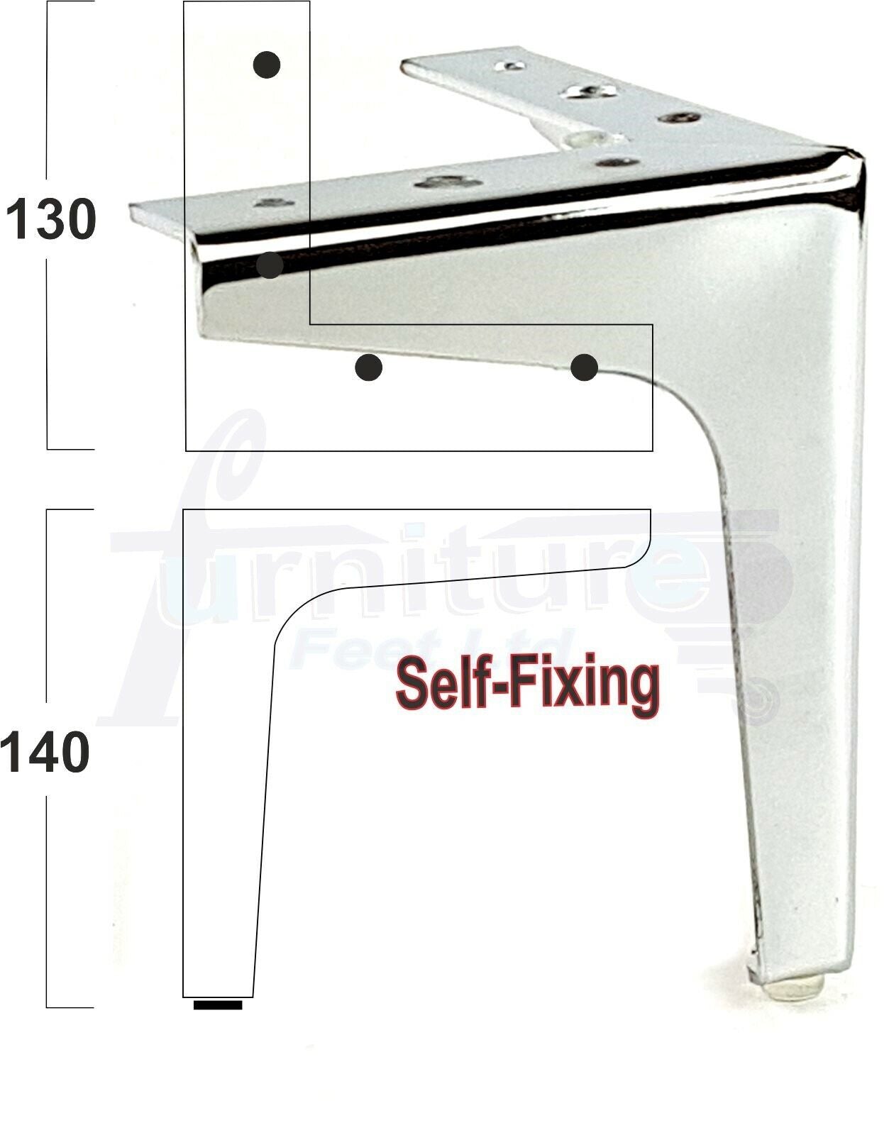 4x Metal Furniture Legs 140mm High Chrome Corner Feet Sofa Chair Beds Cabinets