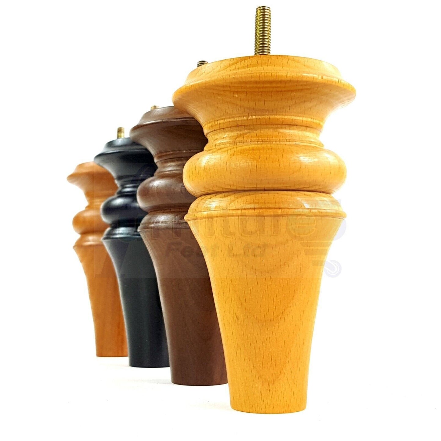 4x Turned Furniture Legs 150mm High M8(8mm) Replacement Feet
