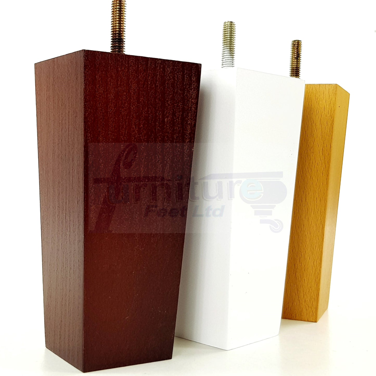 4 Solid Wood Furniture Feet Square Replacement Block Tapered Legs 150mm High M8 Sofa Chairs Stools Cabinets Beds