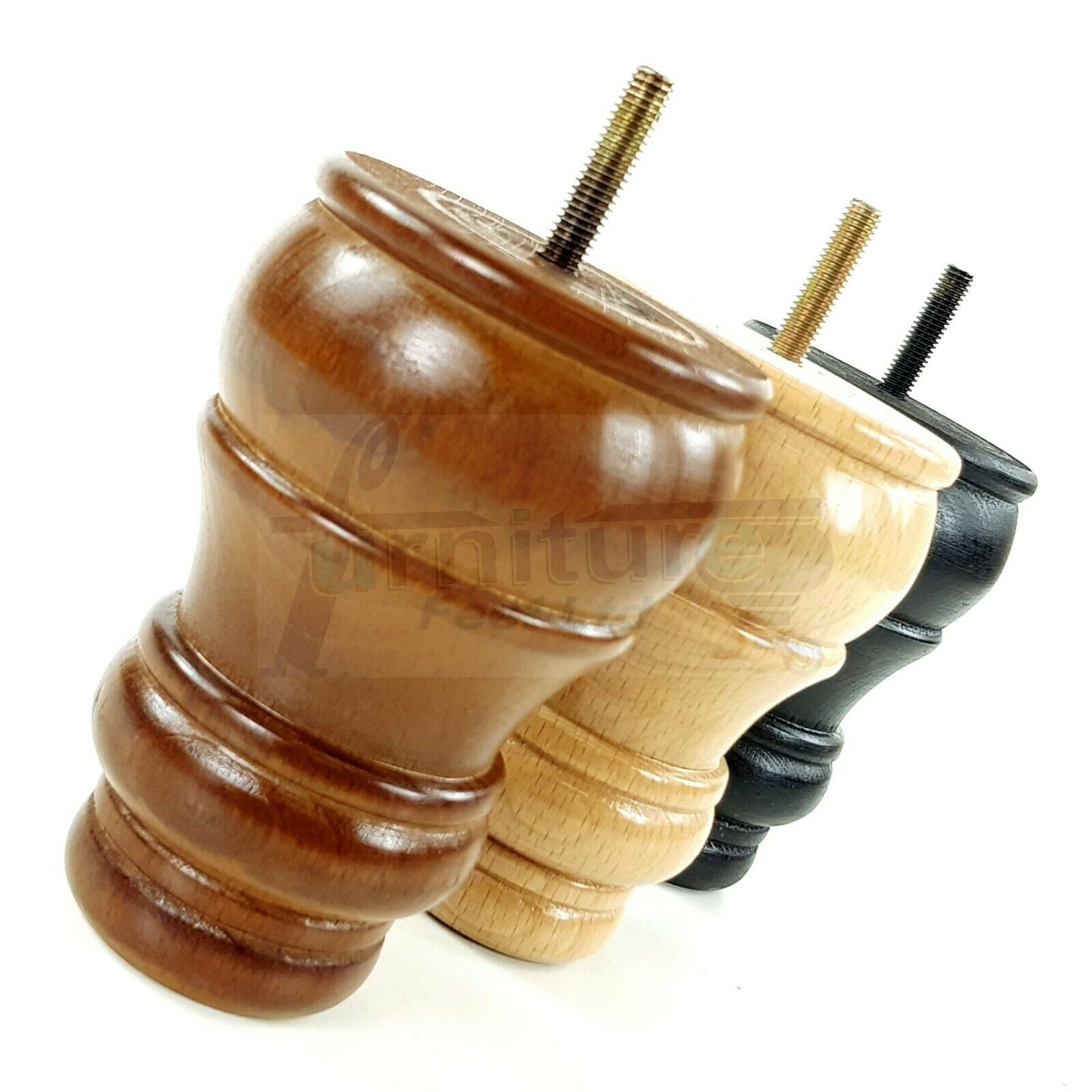 4 Turned Wood Furniture Chair Legs M8 Replacement Sofa Settee Feet 125mm High