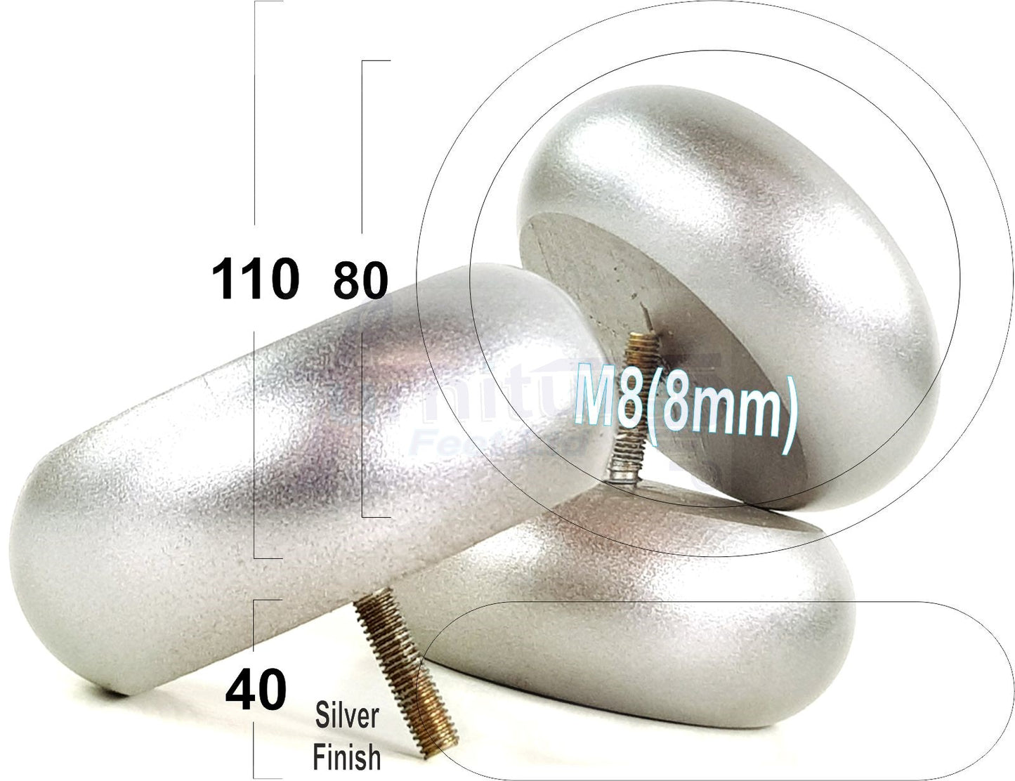Set Of 4 Turned Wood Furniture Legs Chair Sofa Bed Replacement Bun Feet 40mm High