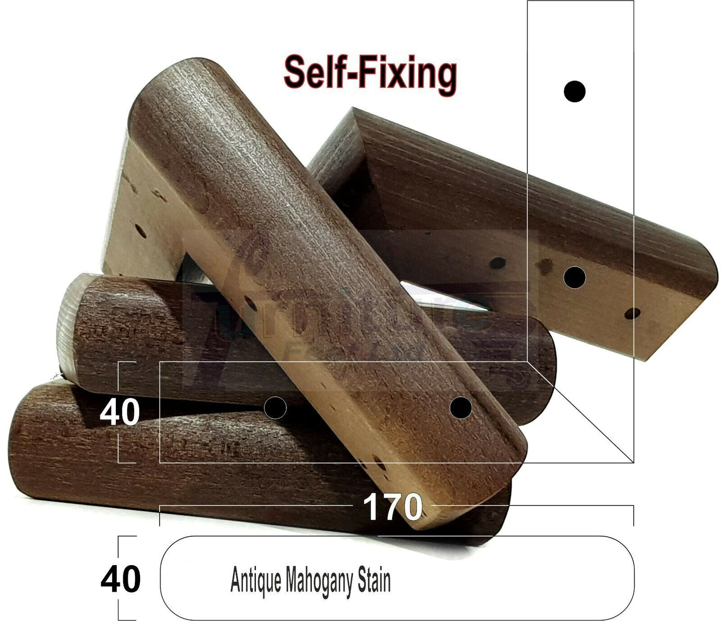 Set Of 4 Wooden Corner Furniture Feet 40mm High Replacement Sofa Chair Legs