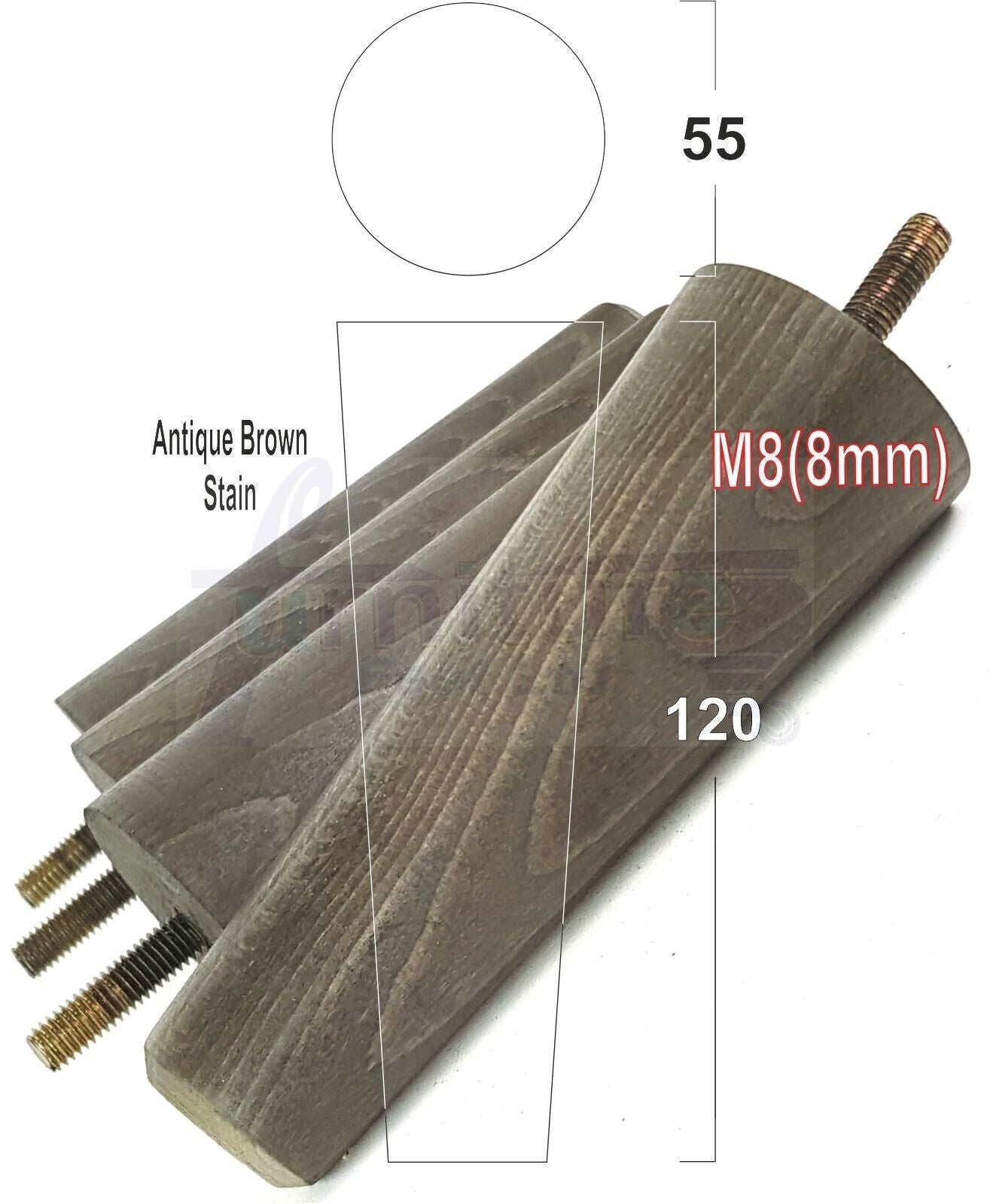 4 Wood Replacement Furniture Chair Legs M8 Footstool Settee Sofa Feet 120mm High